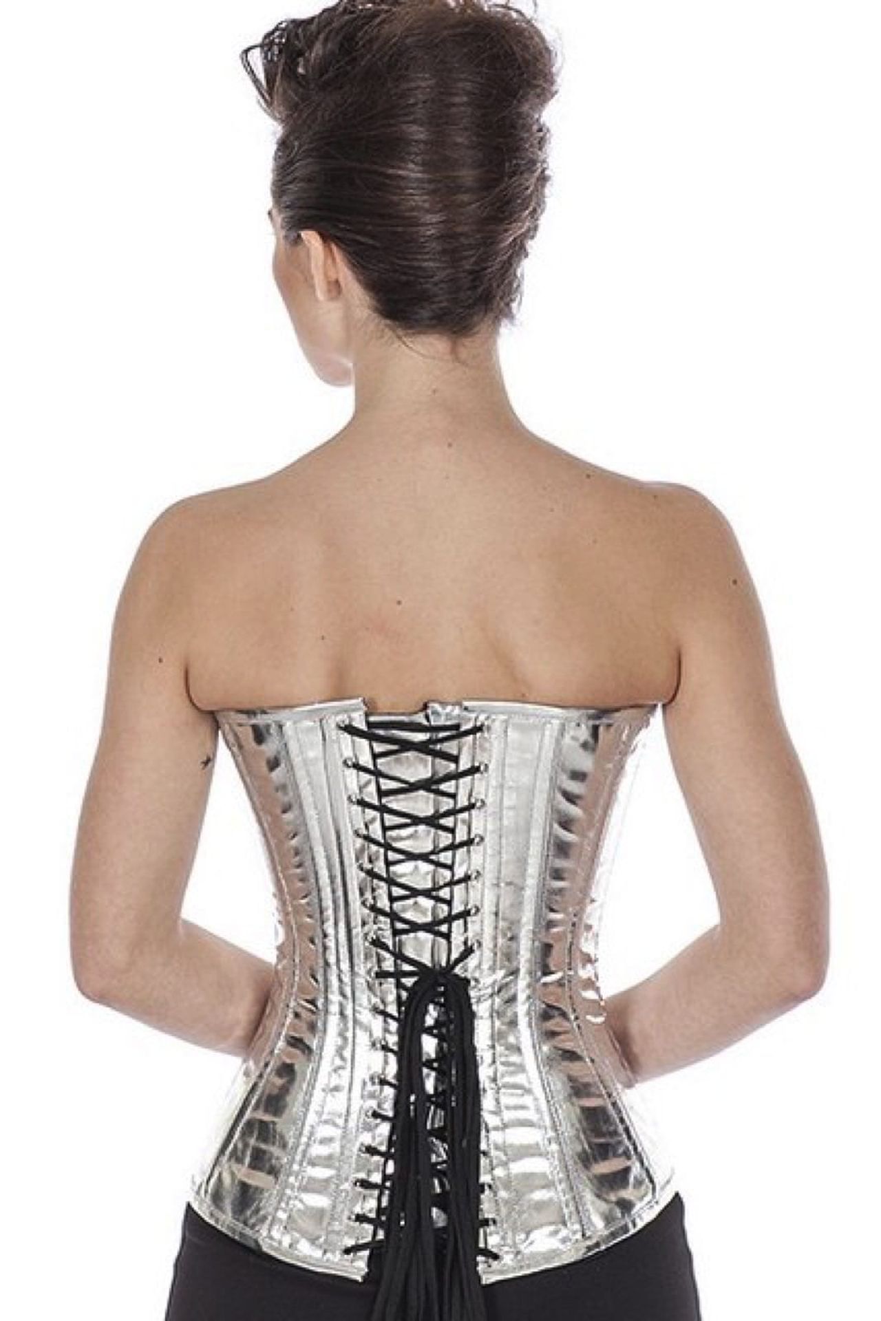 Korsett Lack Silber Glitter Vollbrust Korsett Lack Silber Glitter Vollbrust