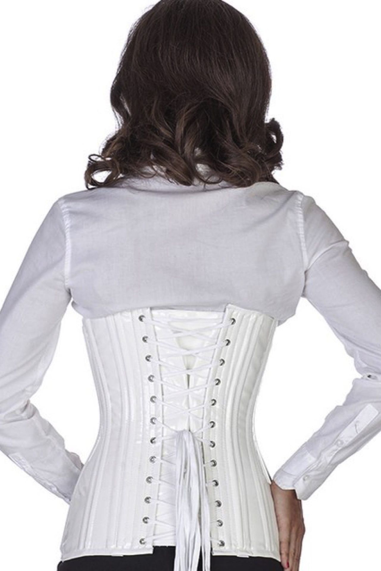 Lak corset wit onderborst rond gevormd Korset pn76