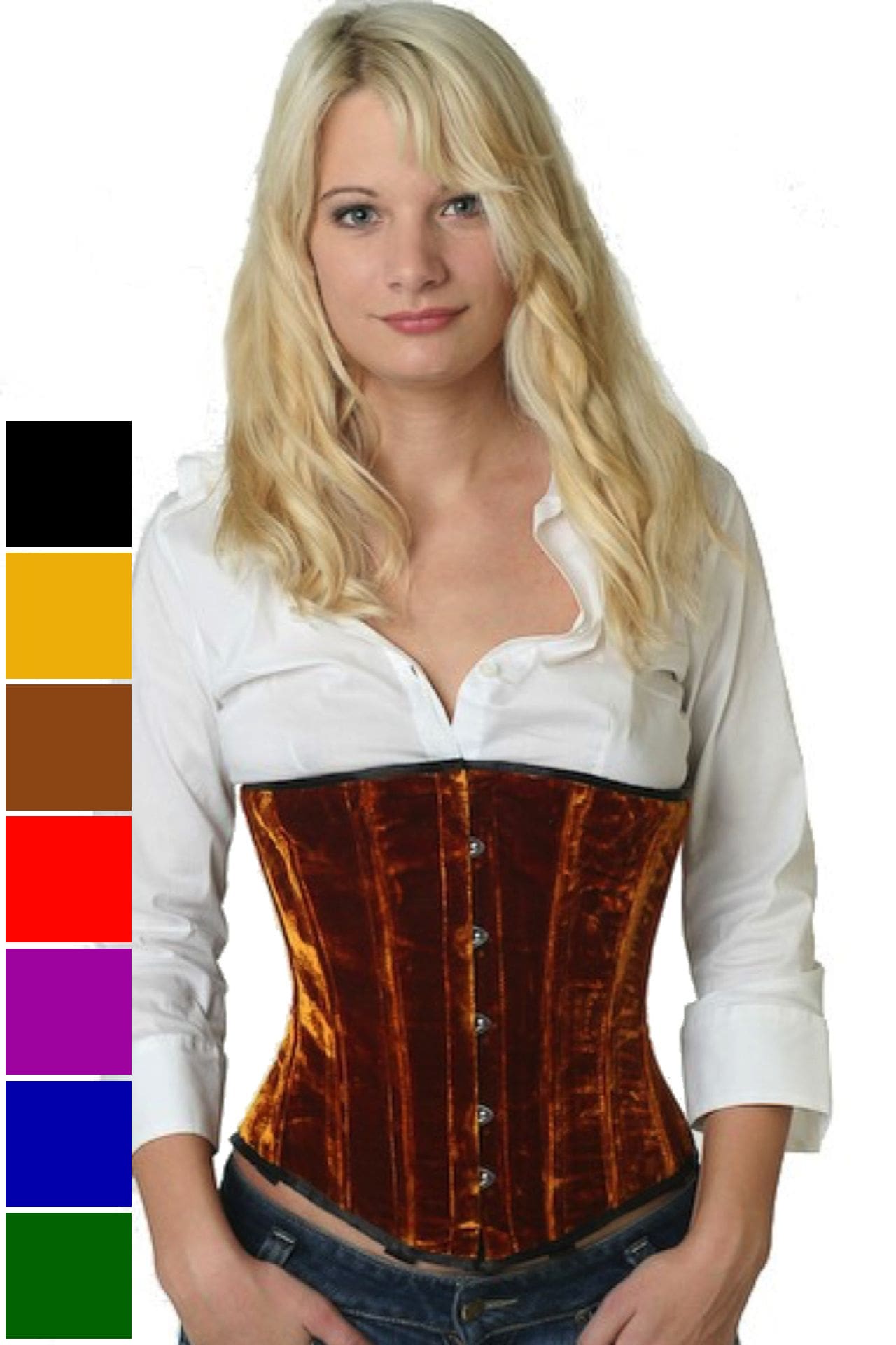Corset gold velvet underbust vu64