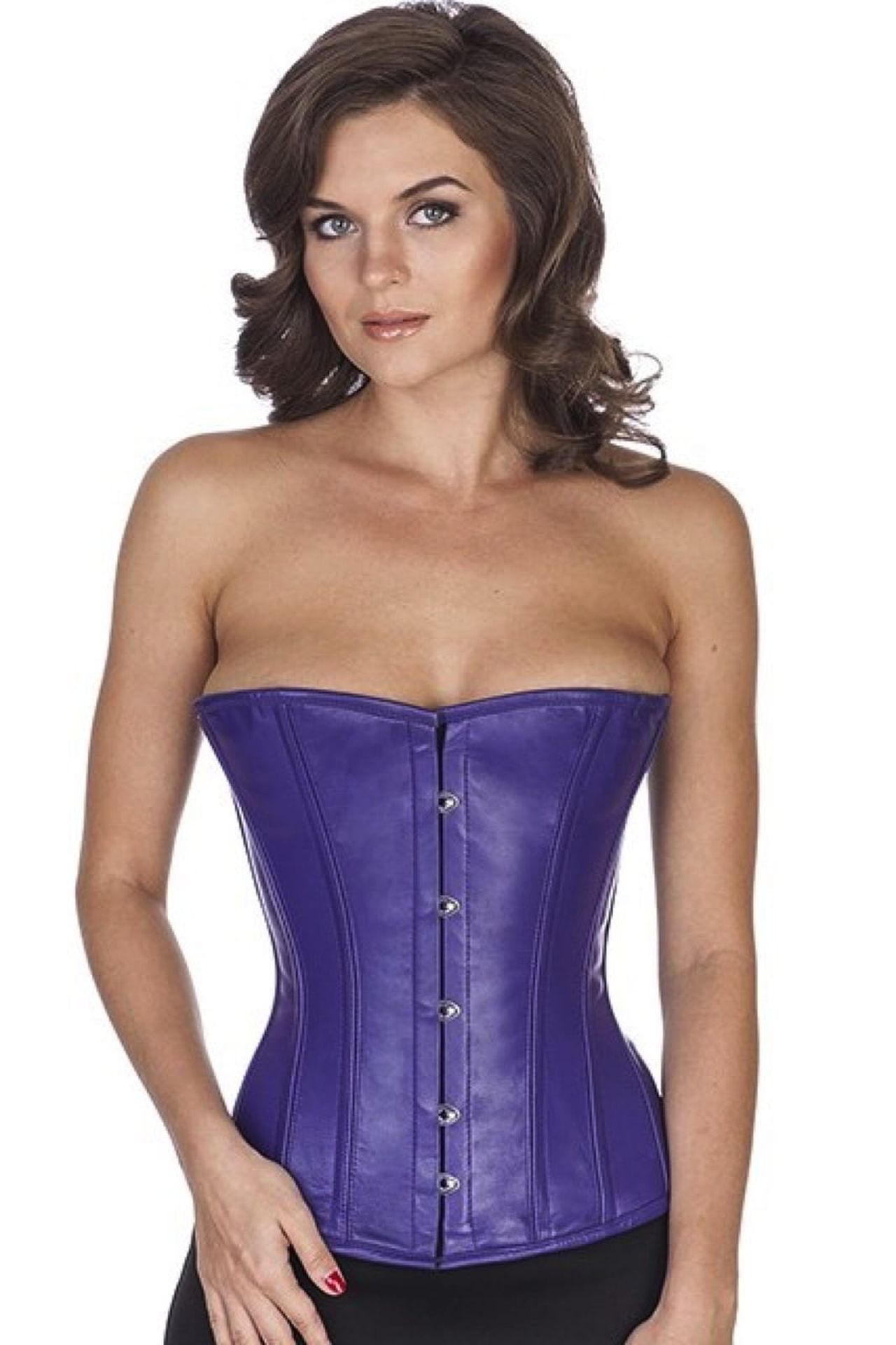 Corse violeta cuero medio pecho corset lh32