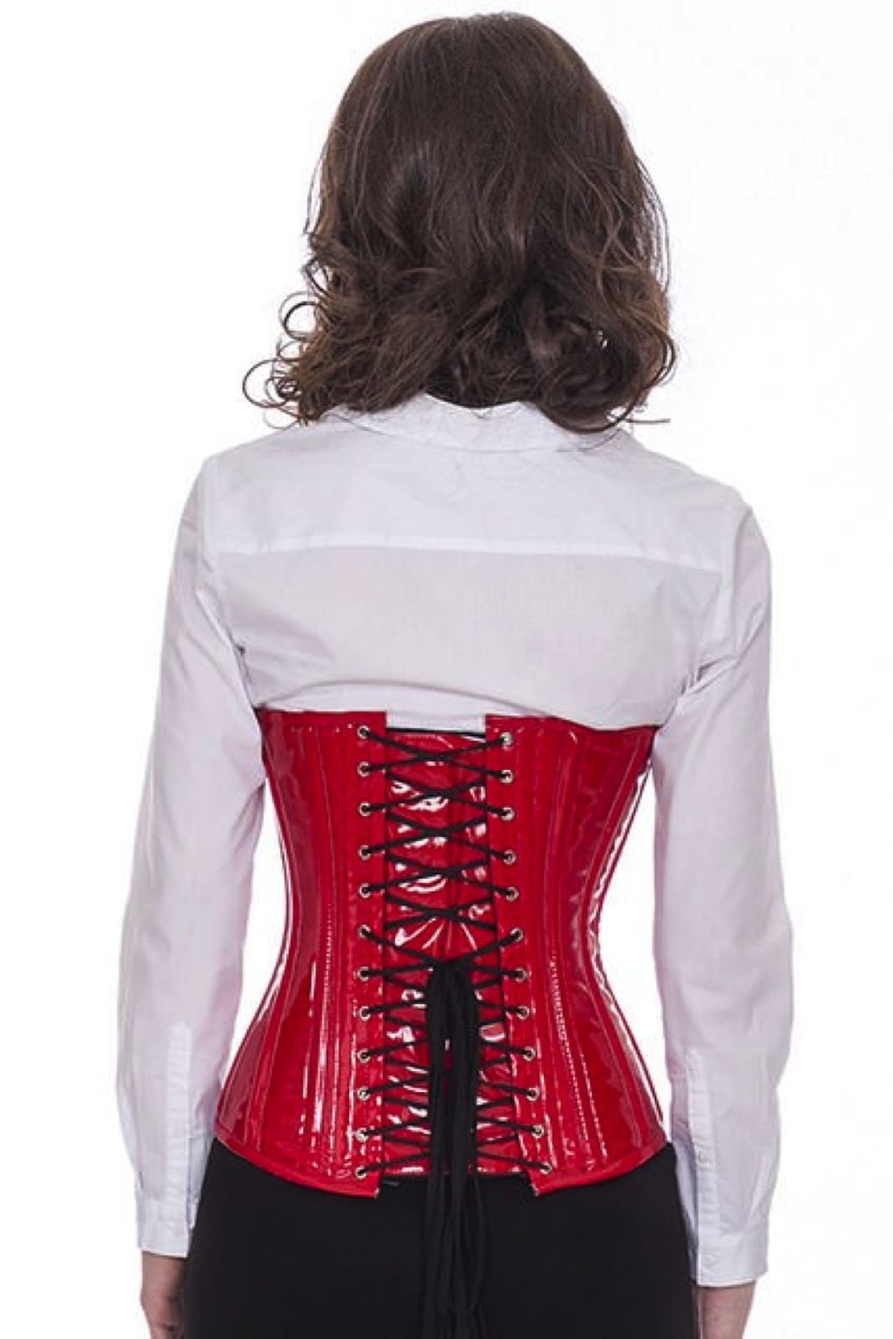 Korsett Corsage Rot Lack Unterbrust mit Schnallen pc71 Korsett Corsage Rot Lack Unterbrust mit Schnallen pc71