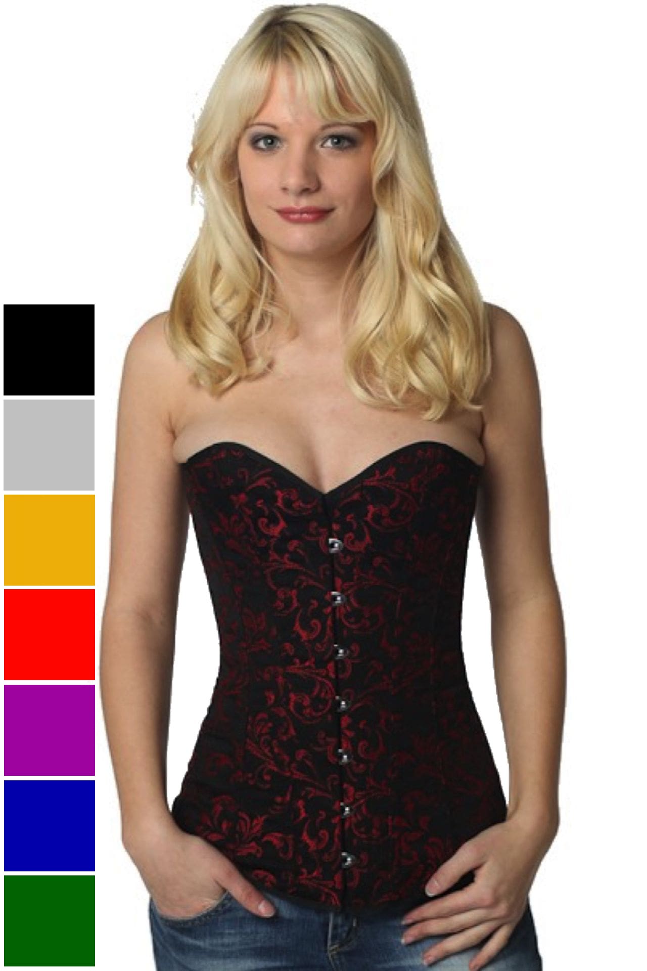 Corsetto rosso broccati overbust ry81 Corsetto rosso broccati overbust ry81
