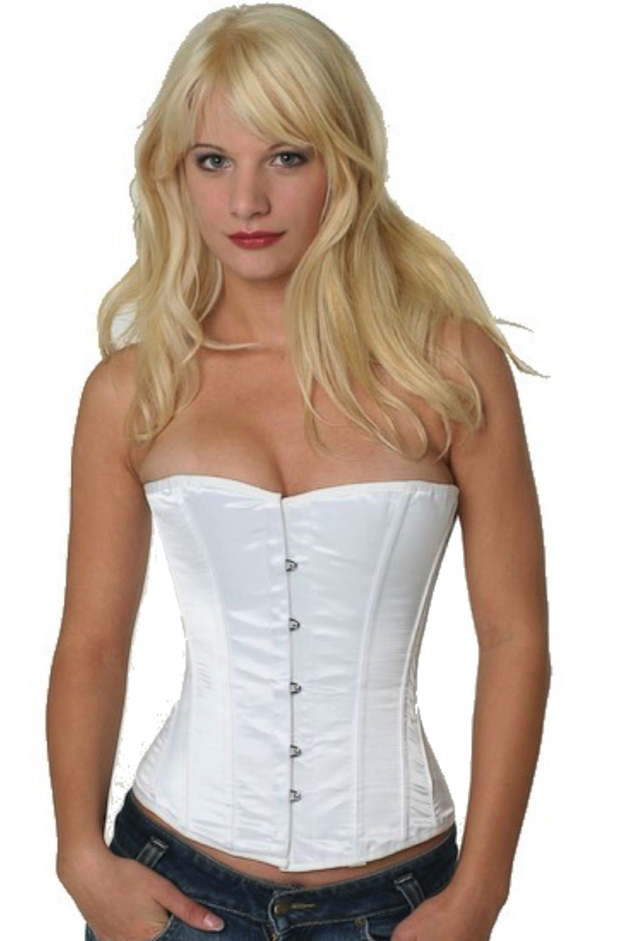 Satijn corset wit halfborst Korset sh02