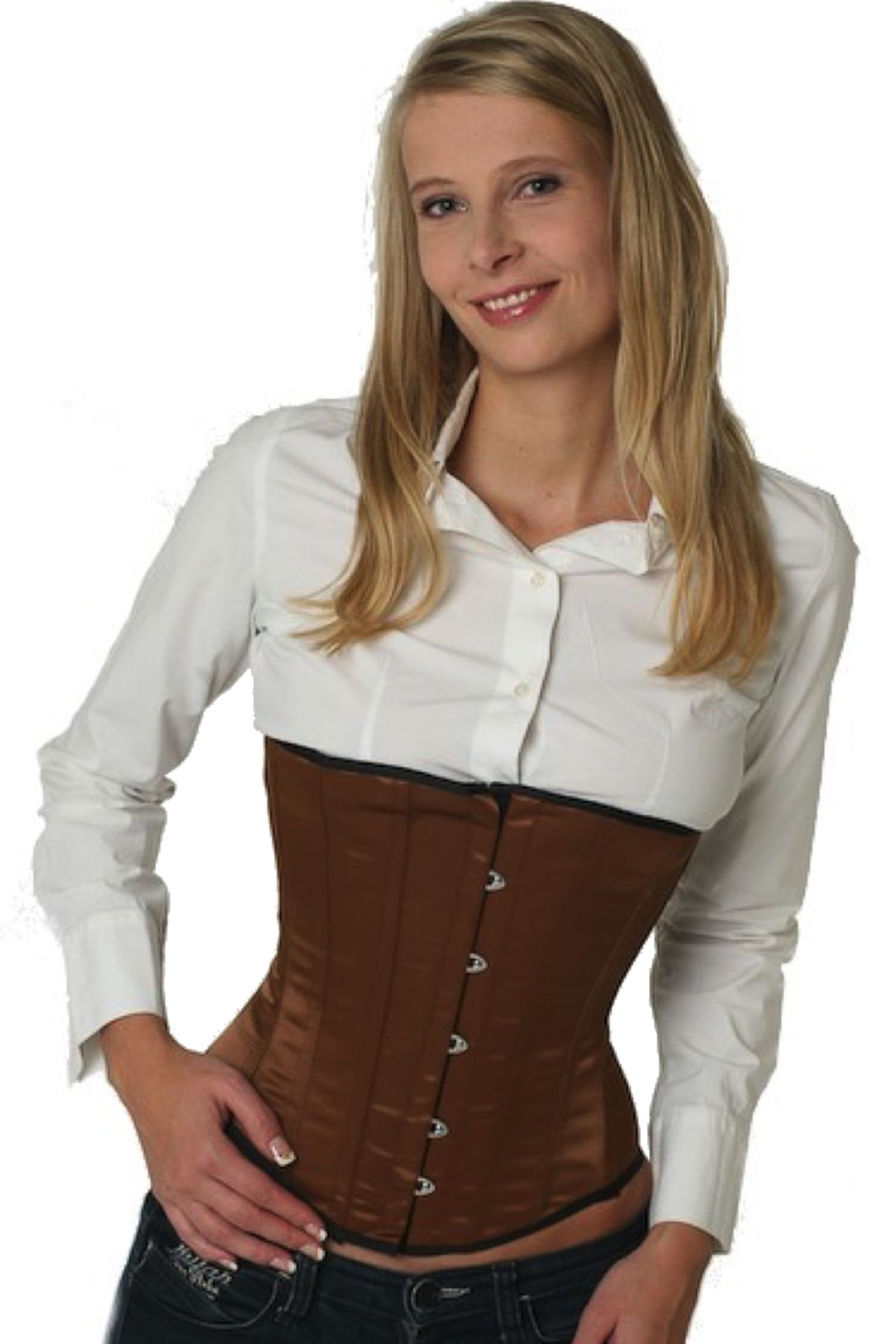 Satijn corset bruin onderborst Korset su10