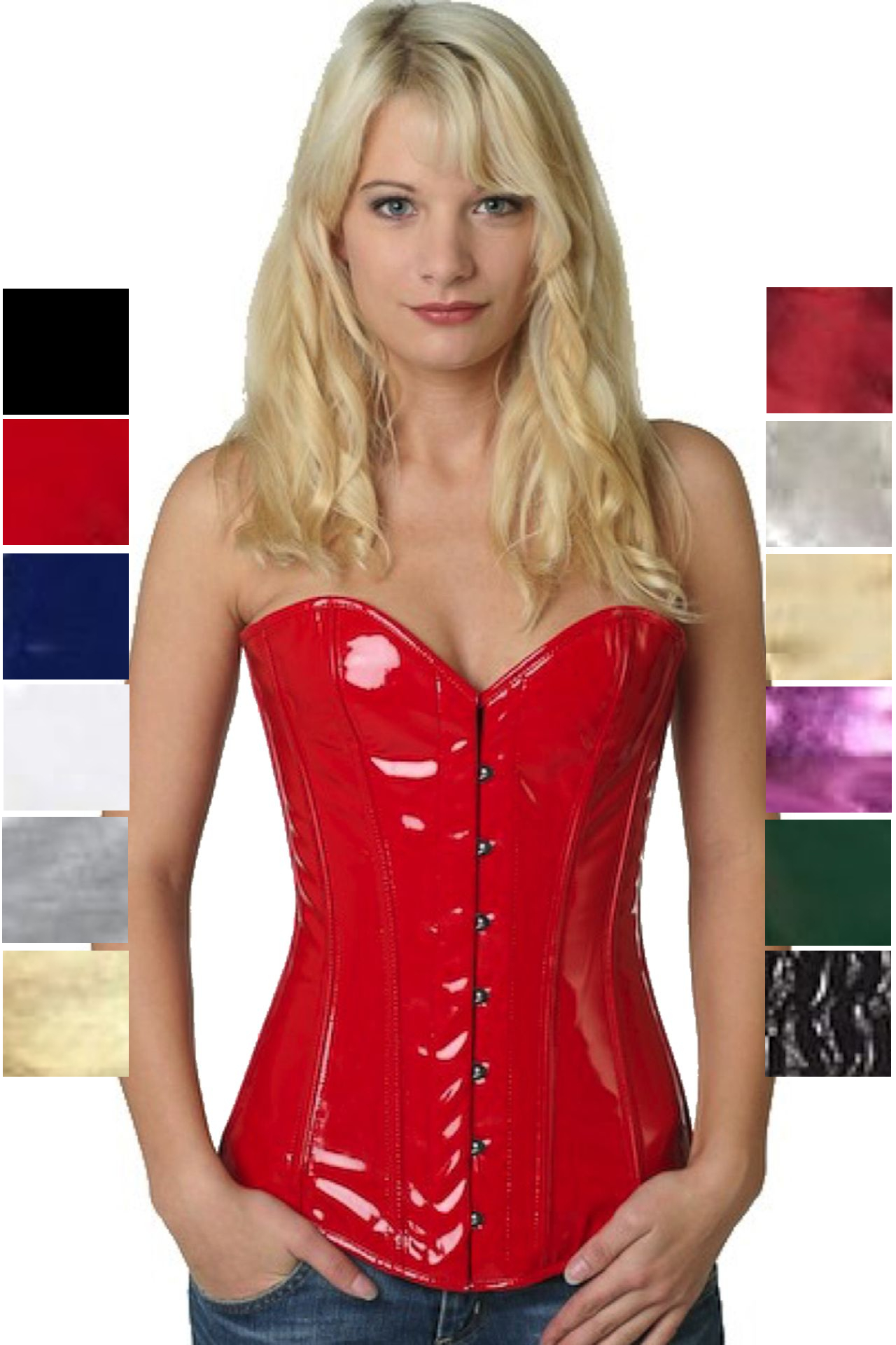 Corse rojo charol sobre pecho corset px71