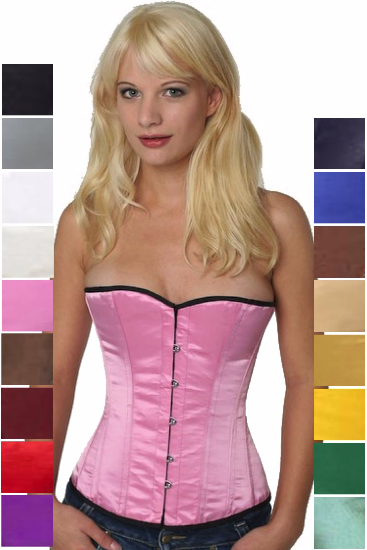 Corsage Korsett Satin Pink Rosa Halbbrust sh03