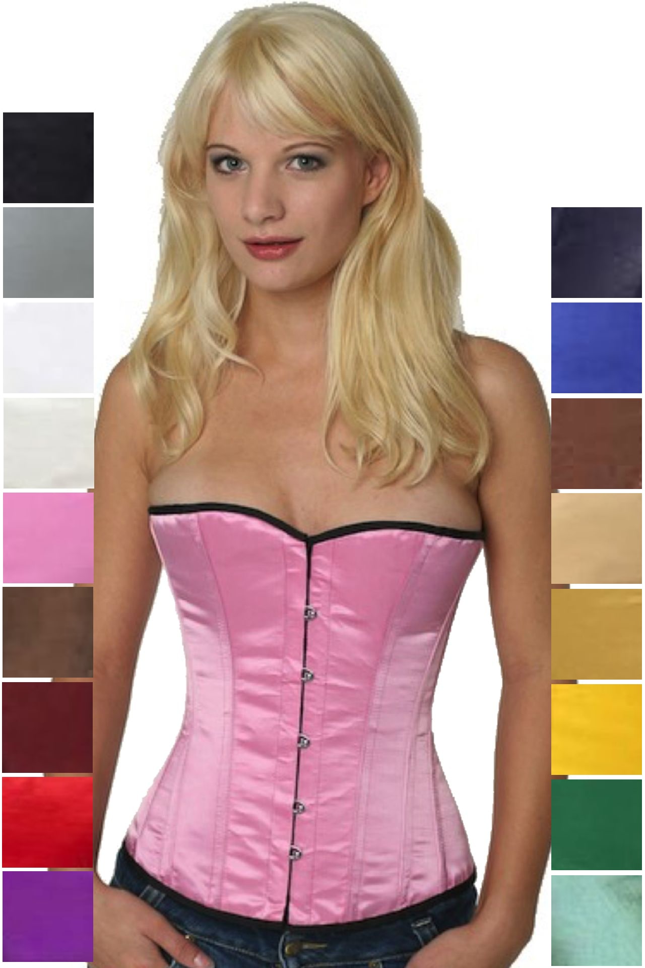 Corsage Korsett Satin Pink Rosa Halbbrust sh03