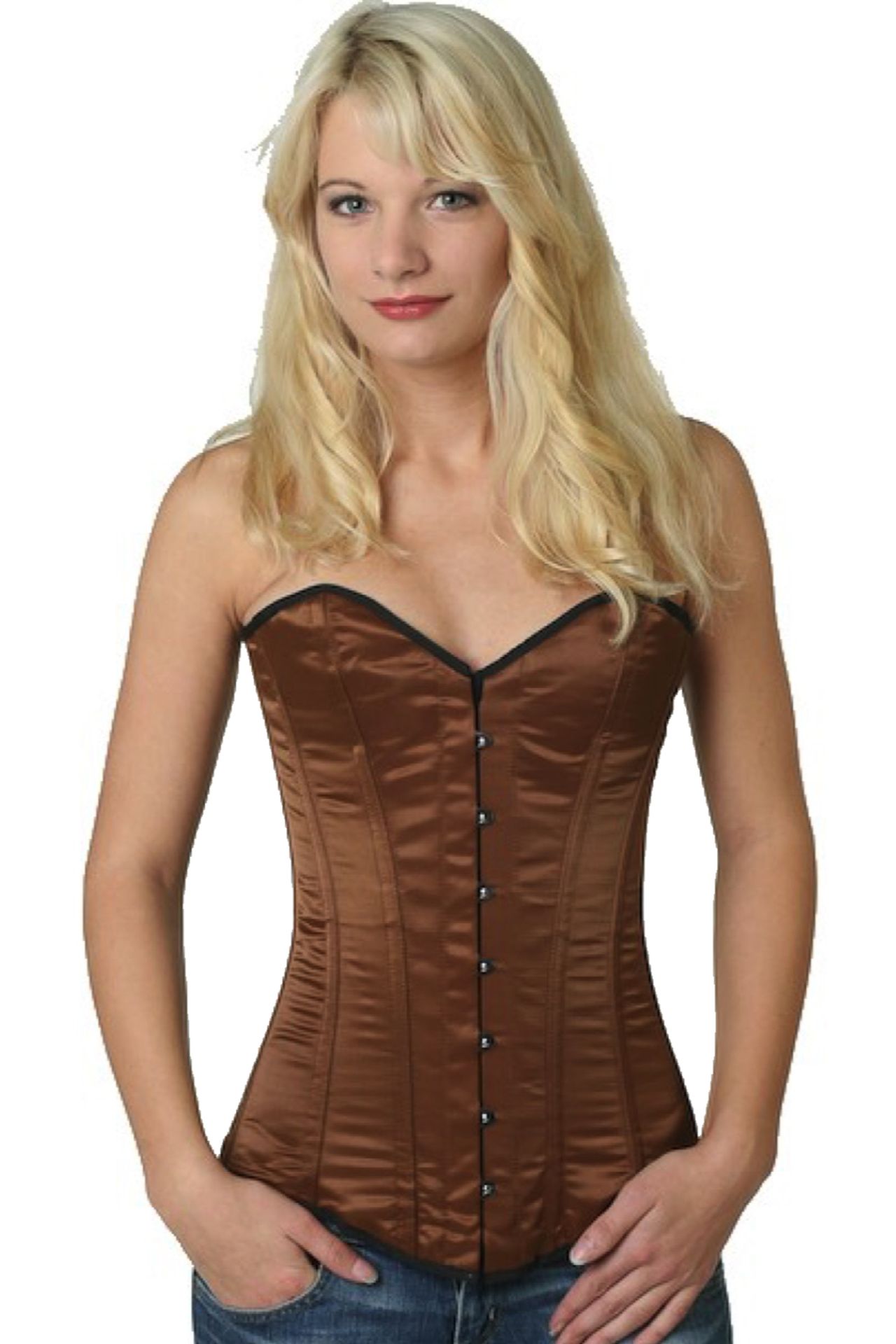 Corset brown satin overbust sy10