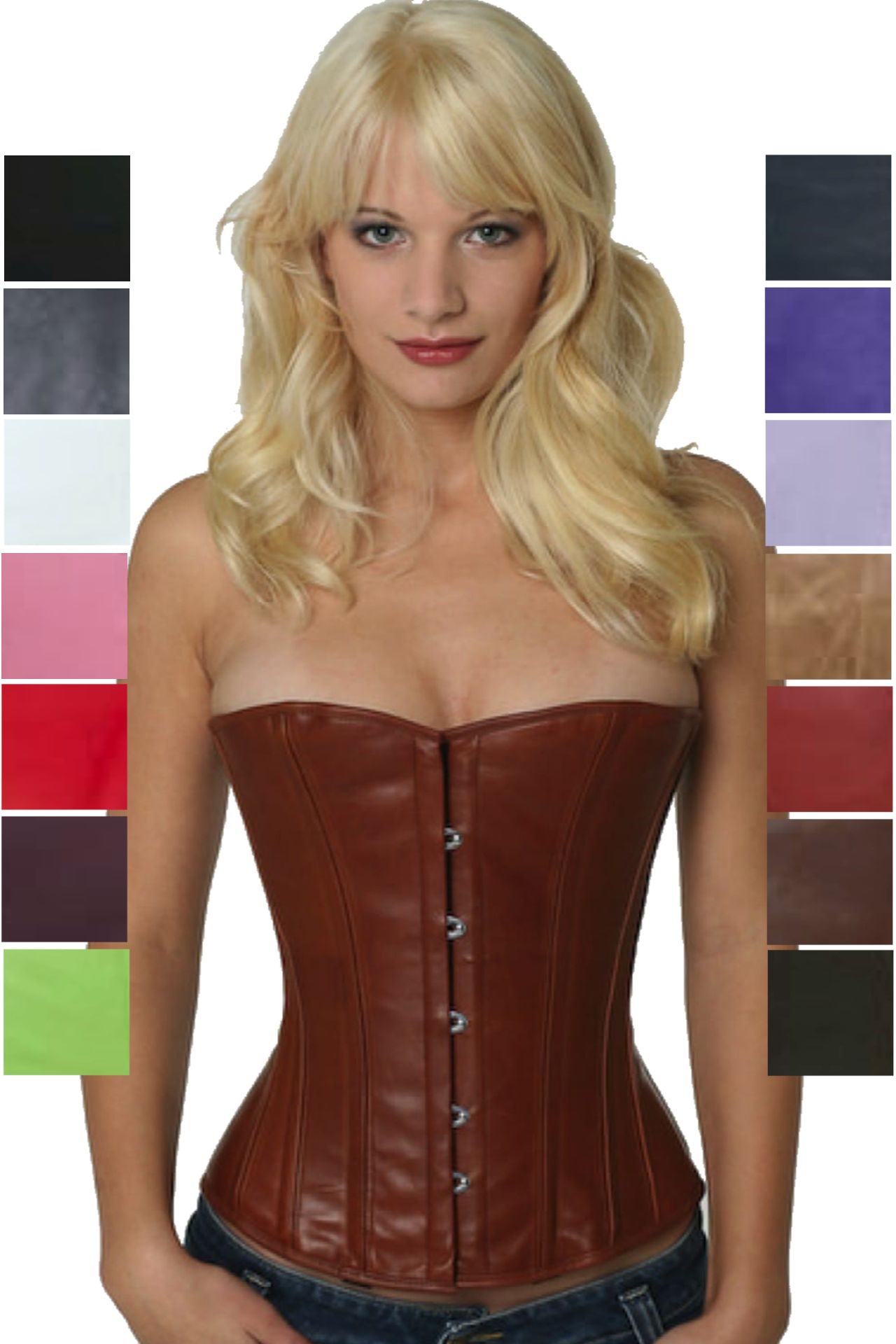 Corset light brown leather half bust lh27