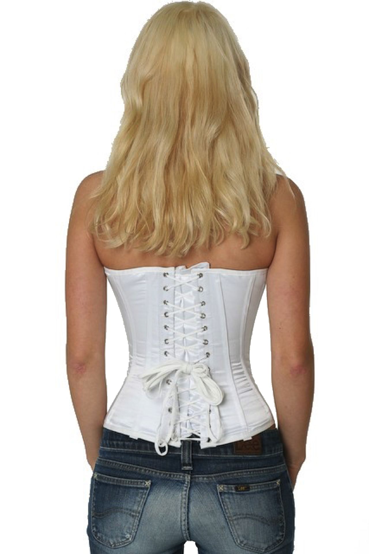 Satijn corset wit halfborst Korset sh02