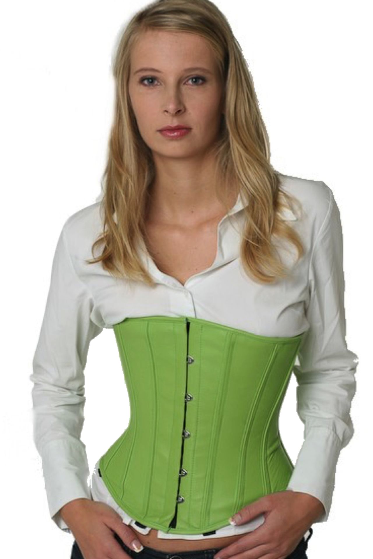 Leren corset groen onderborst Korset lu28