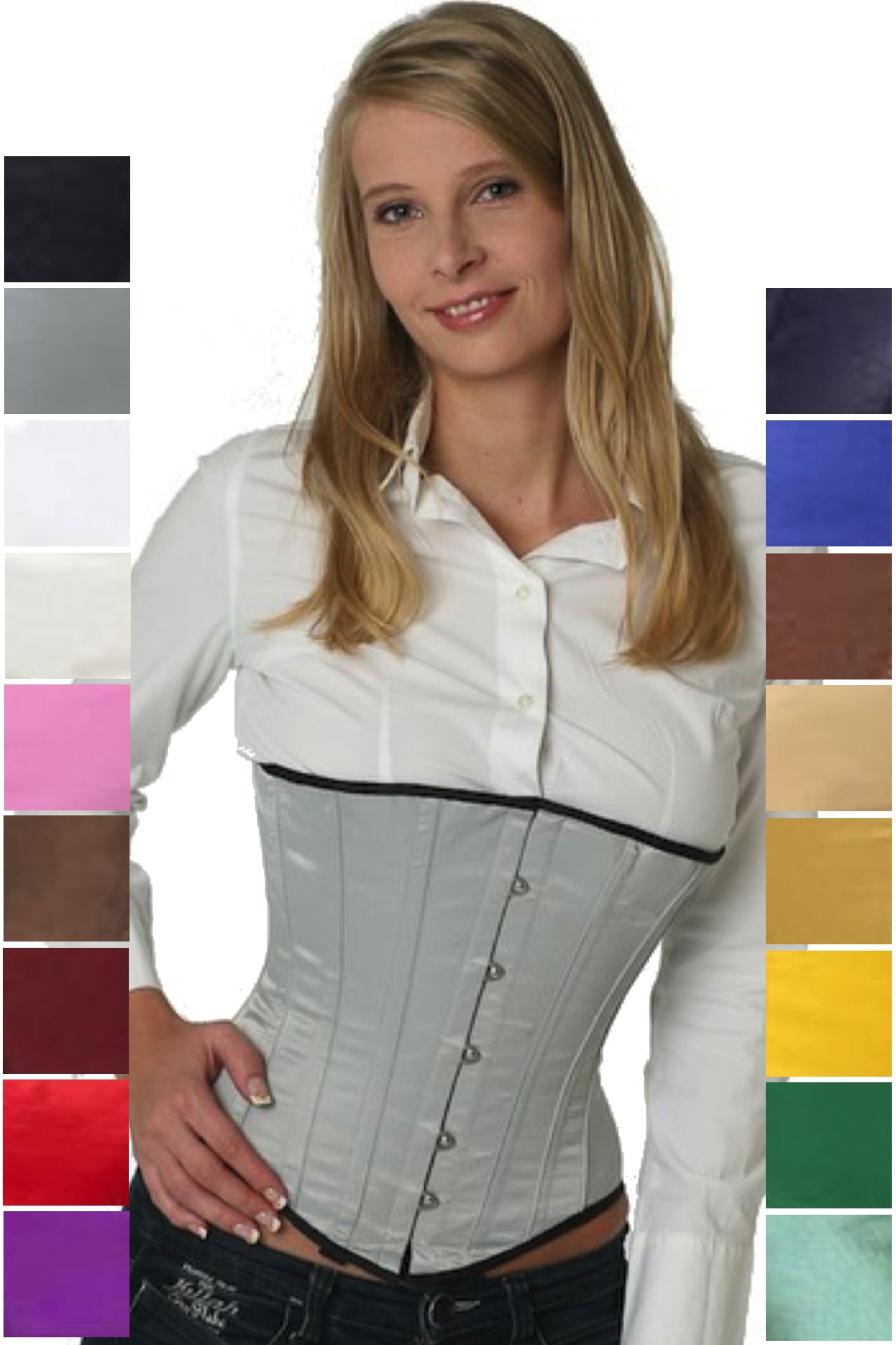 Korsett silber Satin Unterbrust Korsett silber Satin Unterbrust