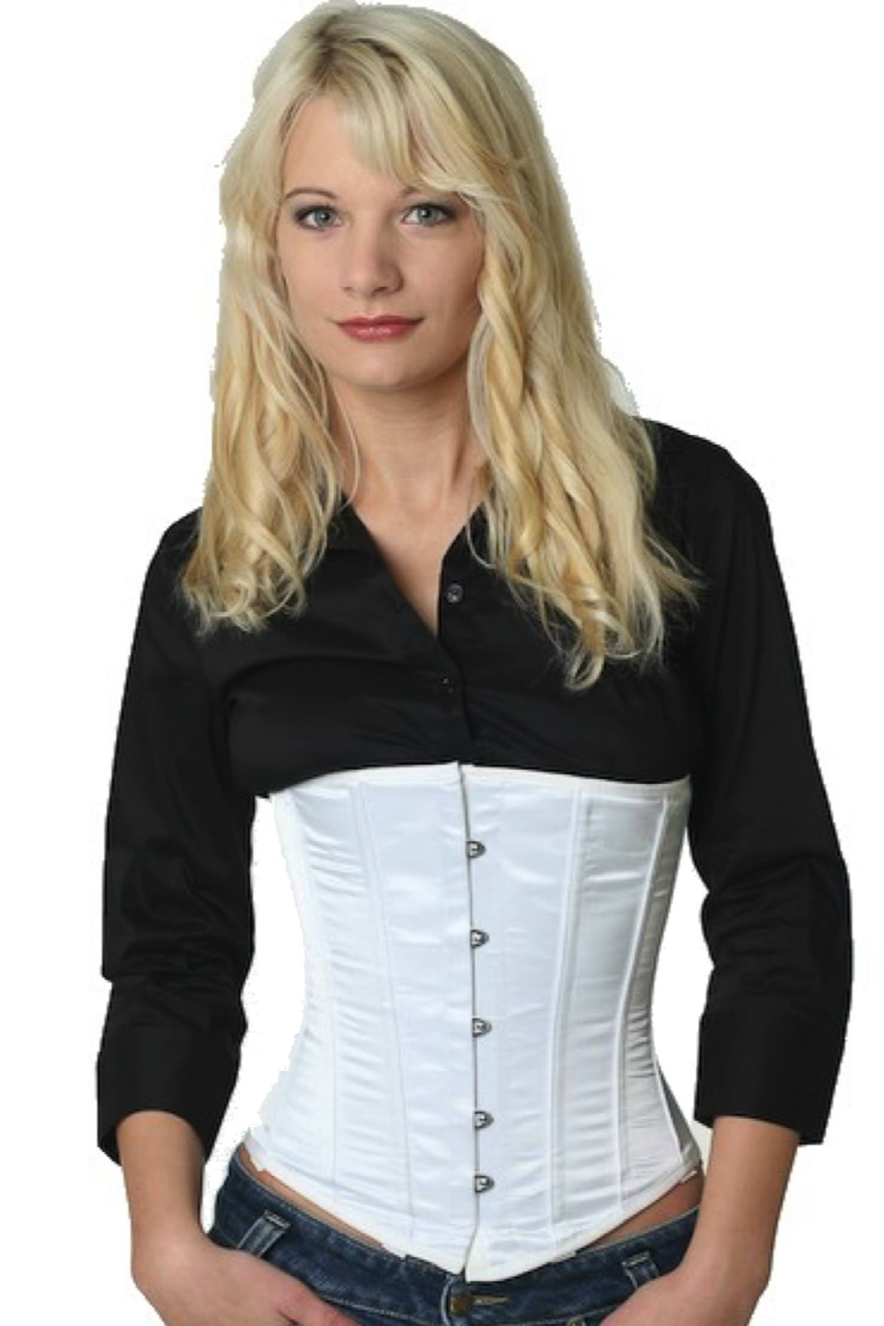 Satijn corset wit onderborst Korset su02
