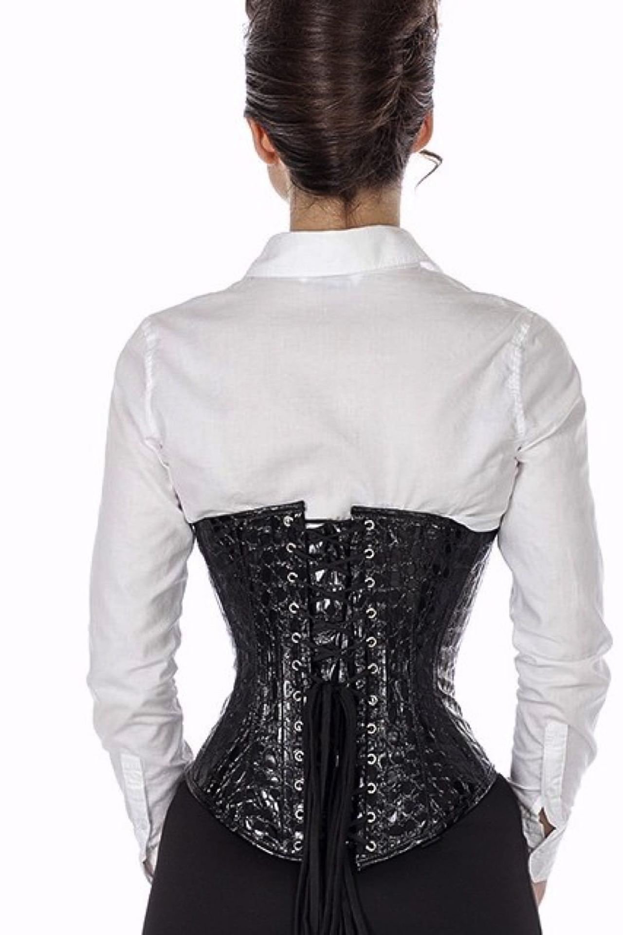 Korsett Lack Schwarz Croco Unterrust Korsett Lack Schwarz Croco Unterrust