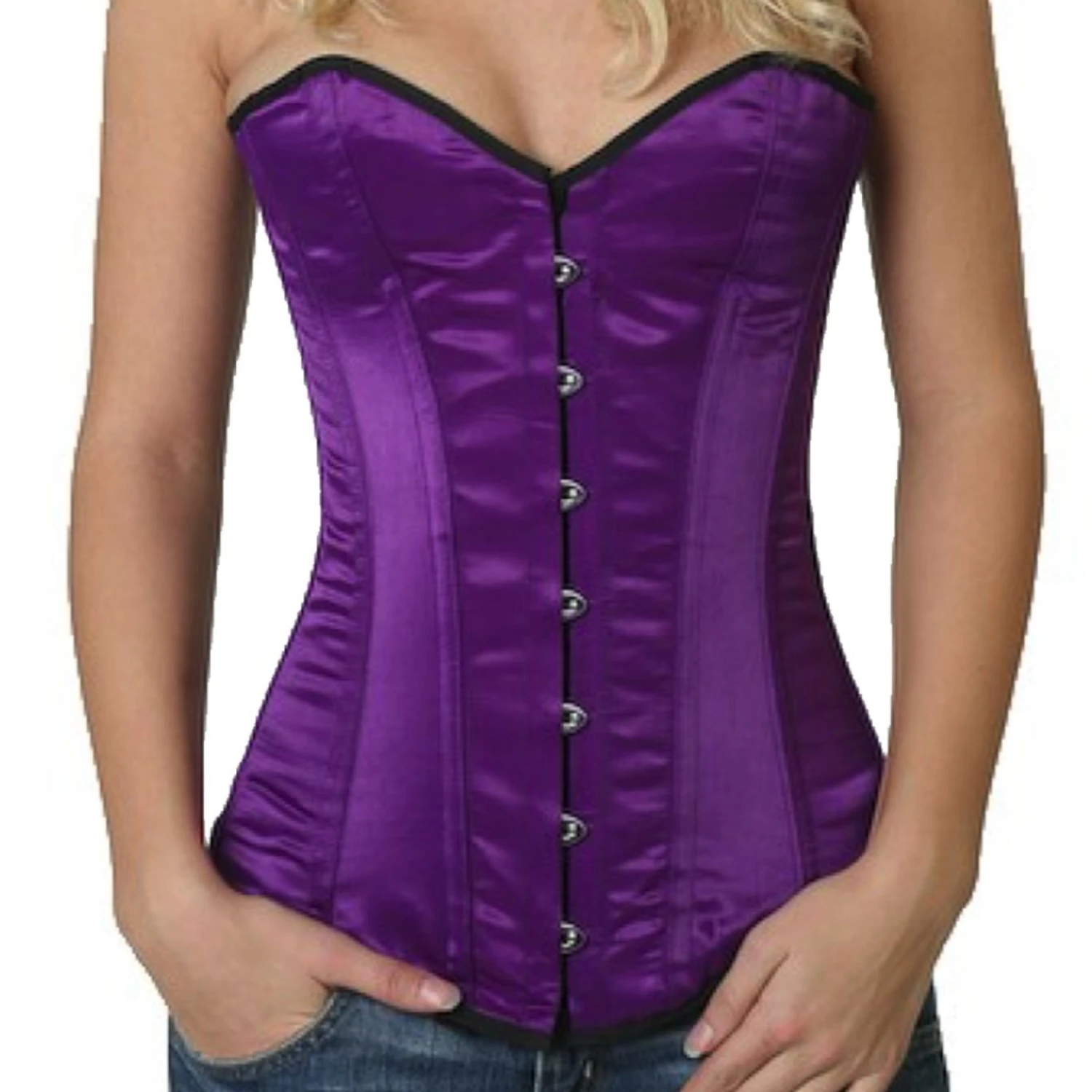 Espartilho Corset violeta cetim sy09 Espartilho Corset violeta cetim sy09