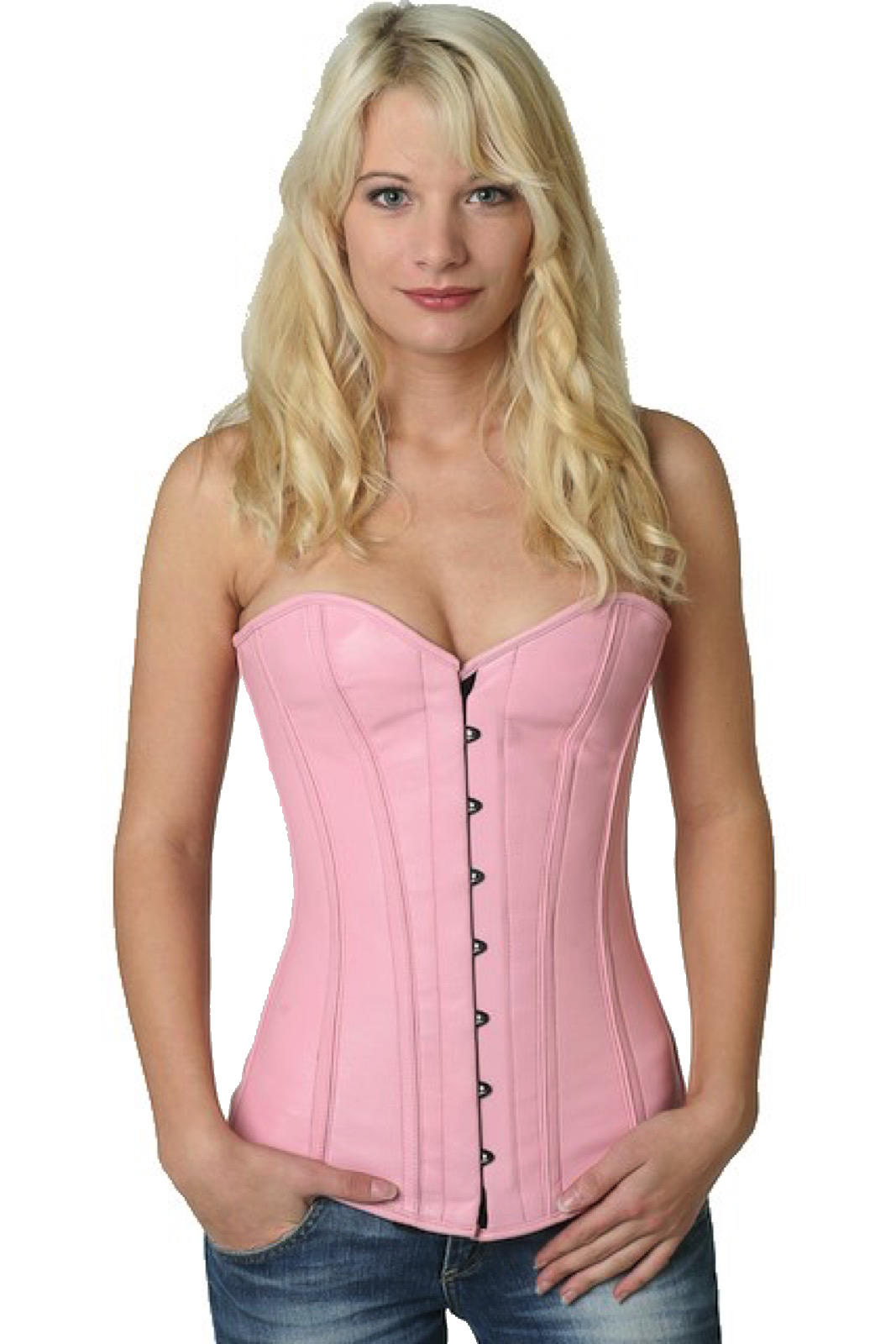 Corsetto in pelle rosa overbust Corsetto in pelle rosa overbust
