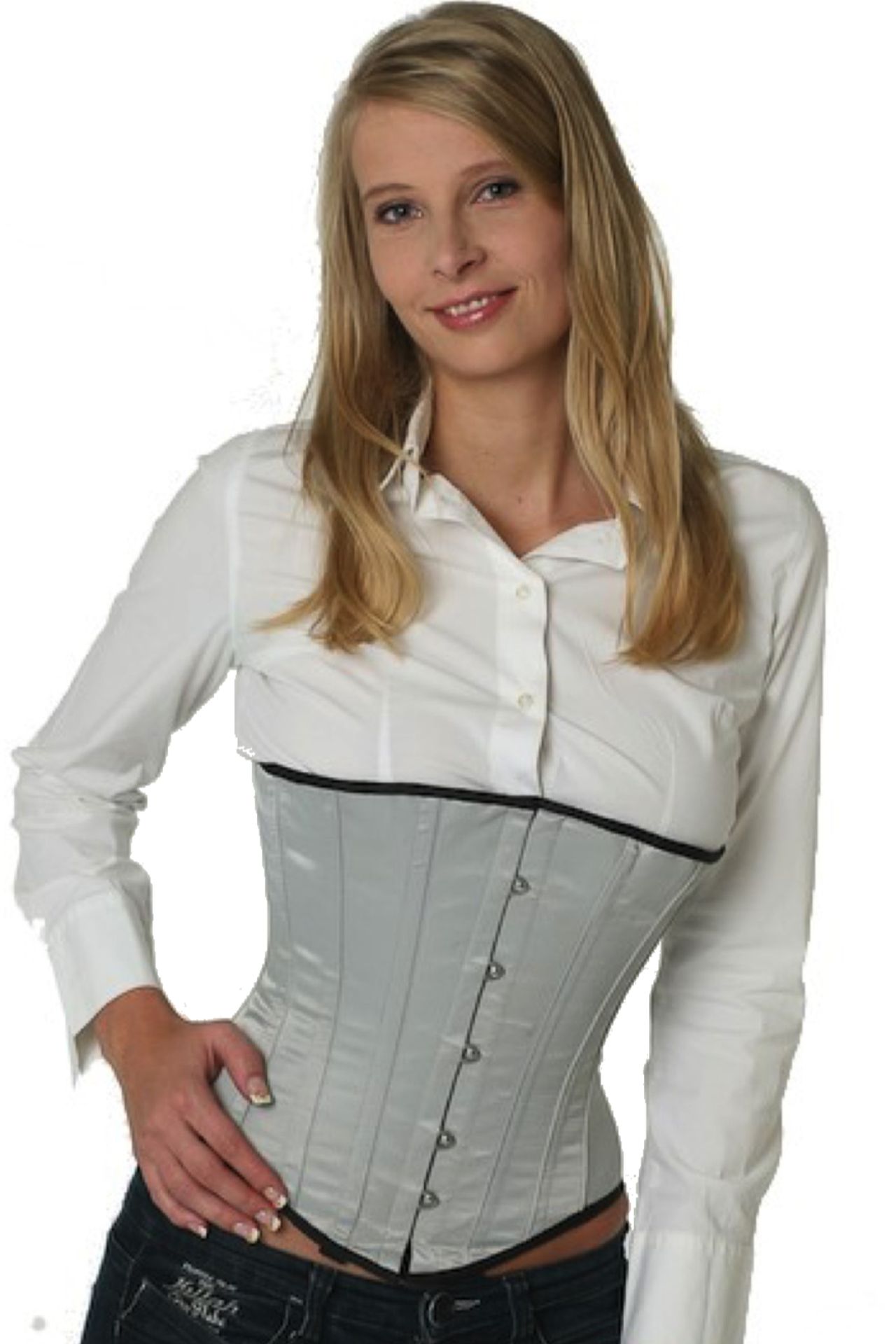 Satijn corset grijze onderborst Korset su01