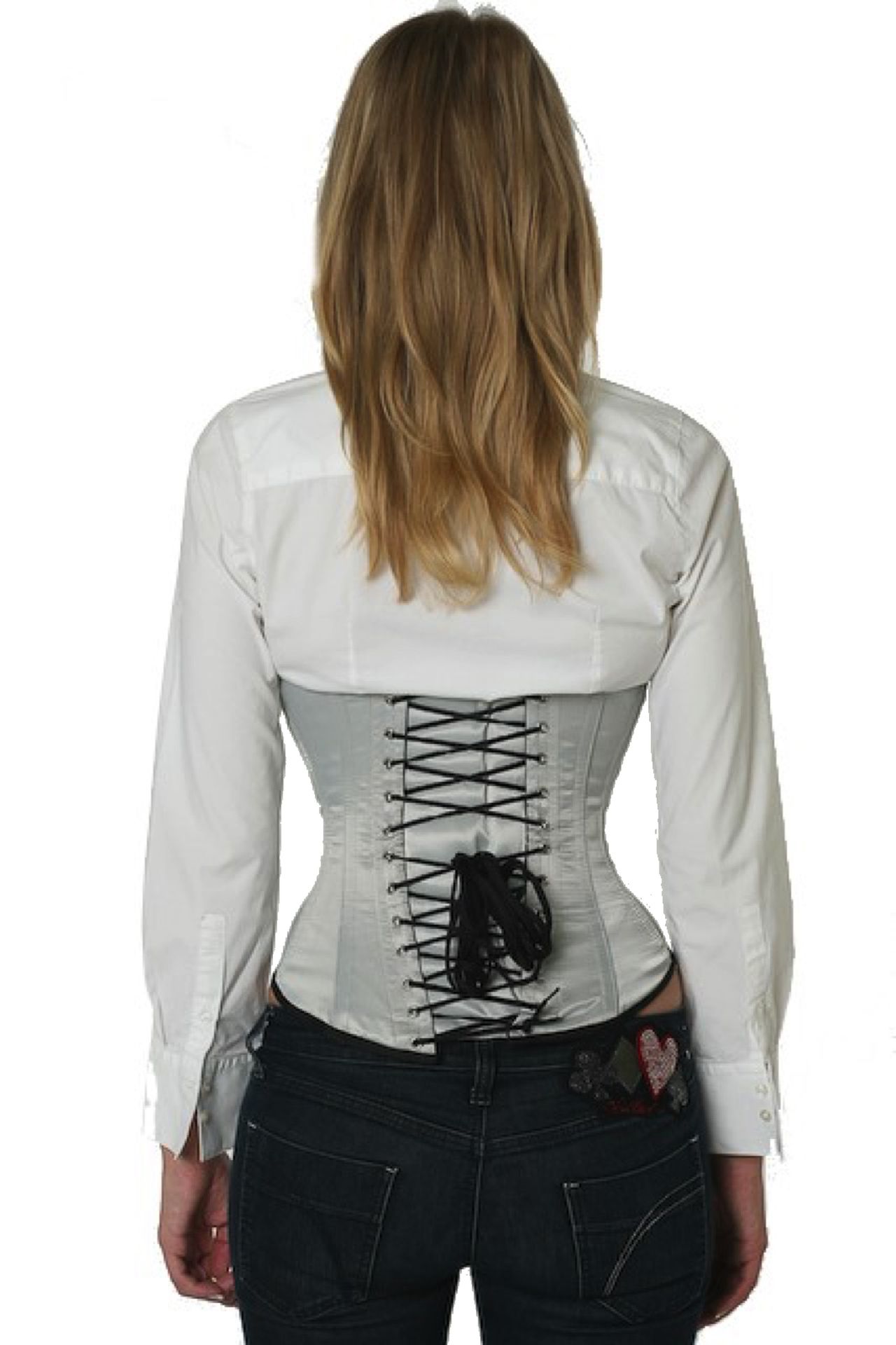 Korsett silber Satin Unterbrust Korsett silber Satin Unterbrust