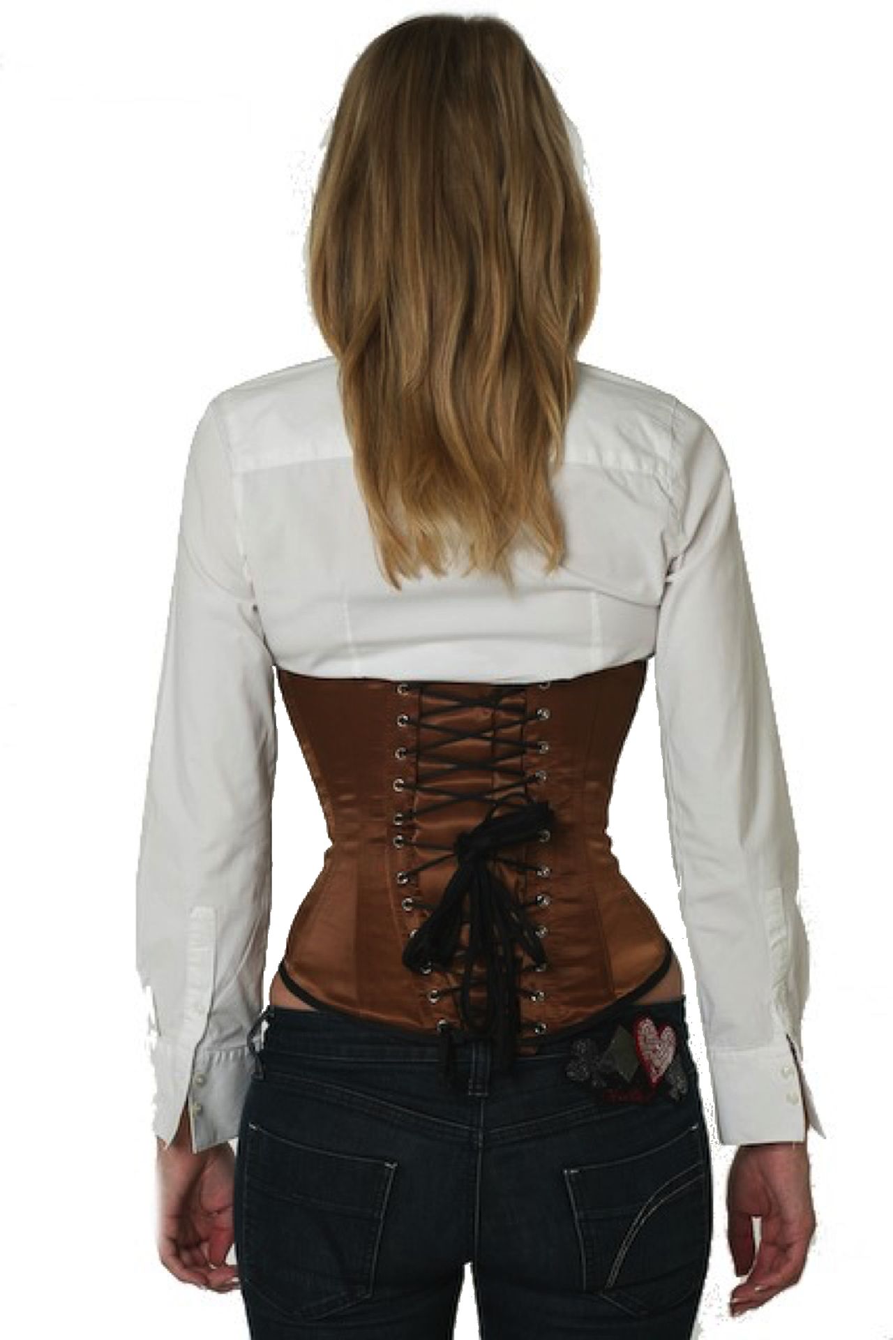 Korset Satin Brun Underbryst Korset Korset Satin Brun Underbryst Korset