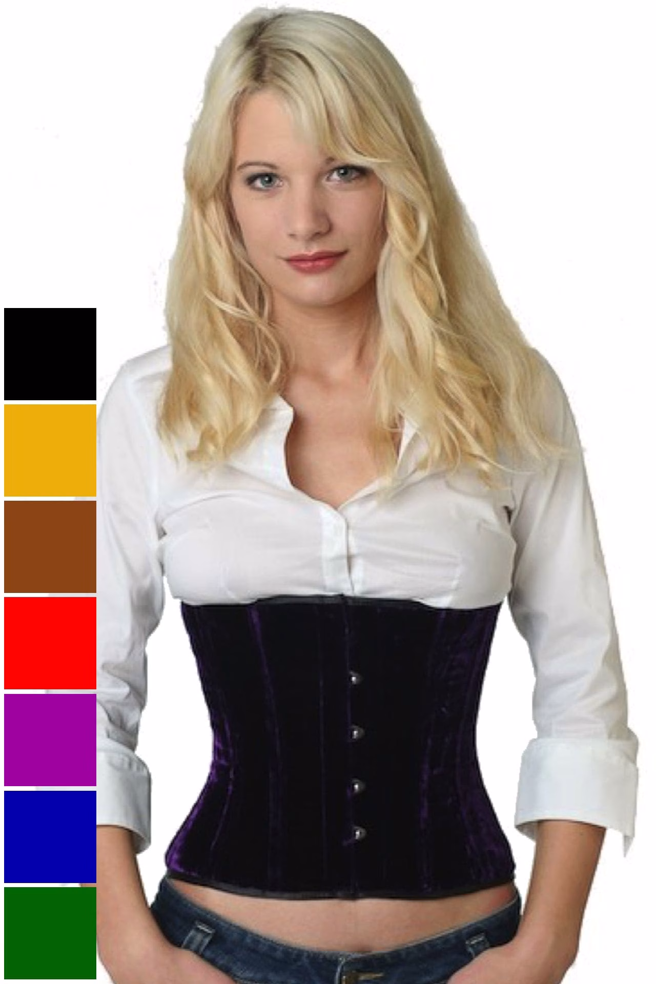 Corsage Korsett Blau Samt Taille vw62