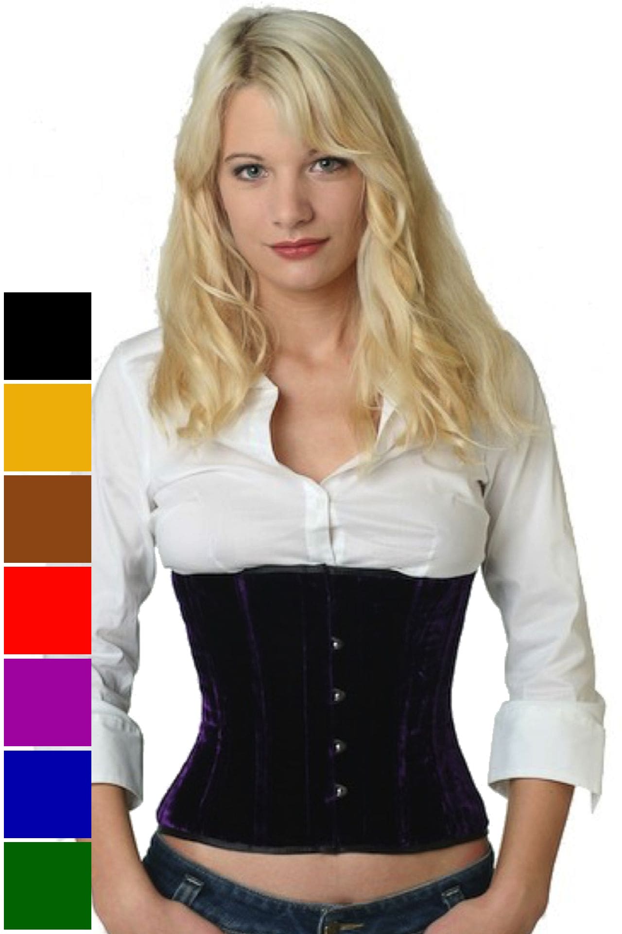 Corse azul terciopelo reductores corset vw62