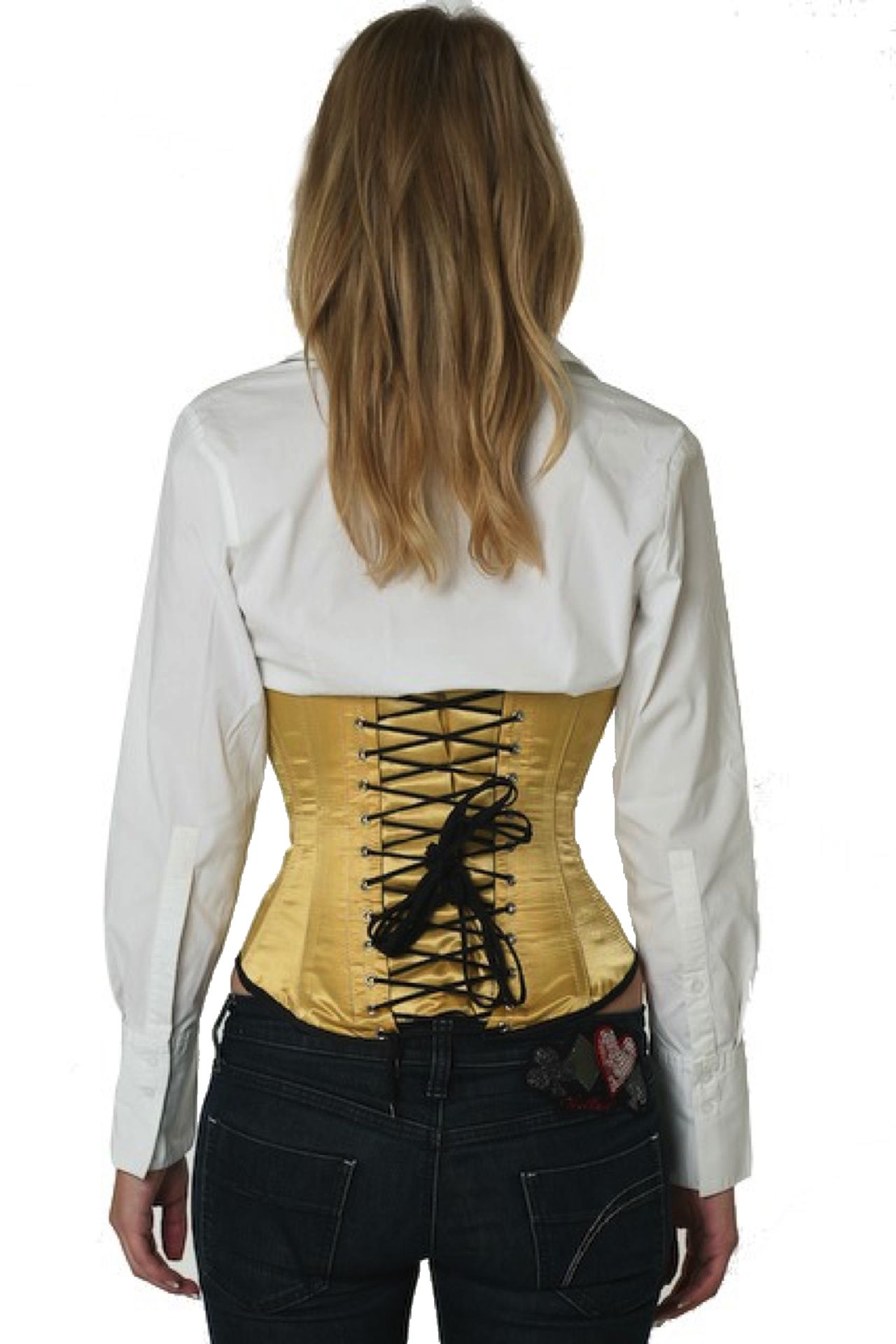 Satijn corset goud onderborst Korset su12