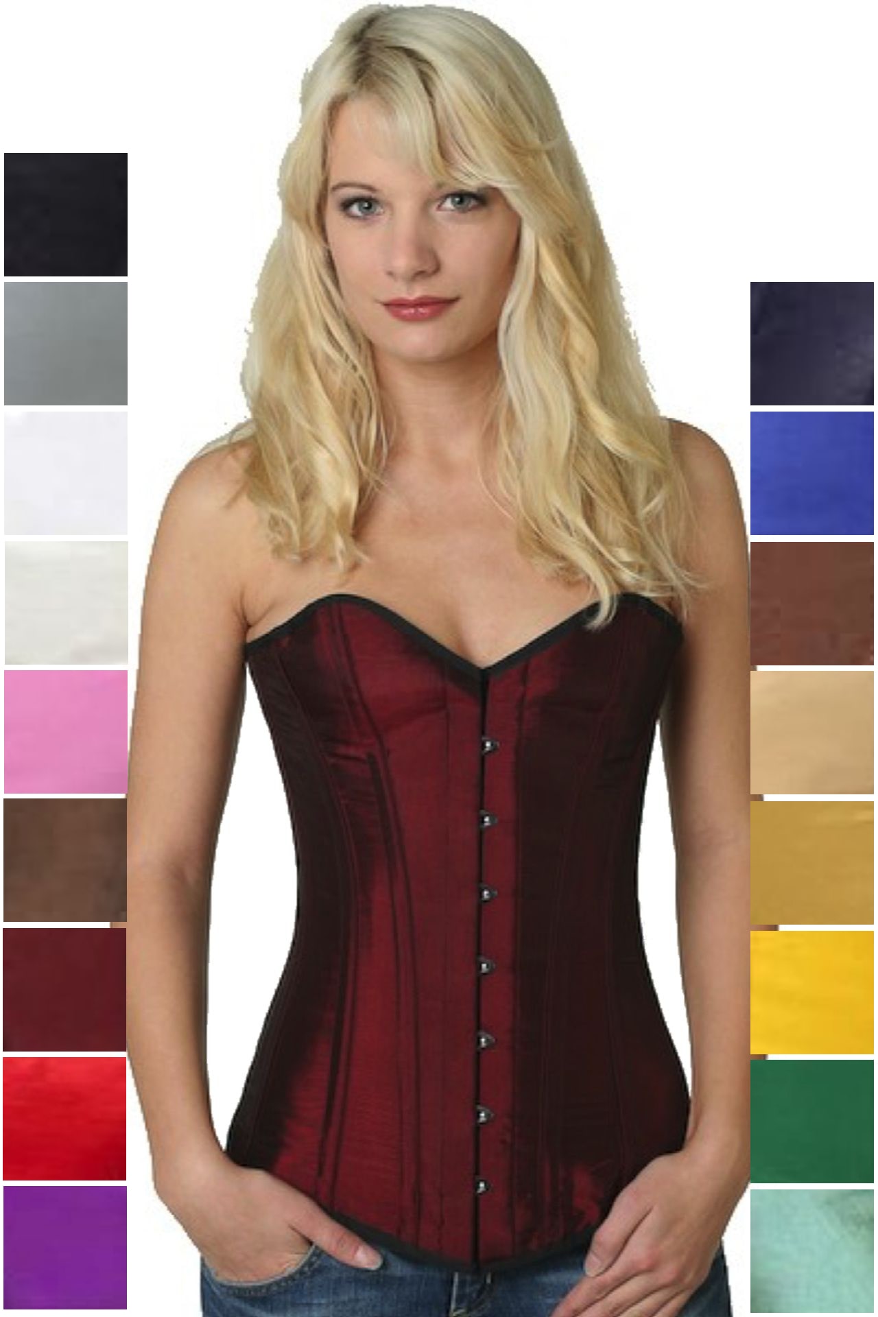 Korsett Corsage Satin Weinrot Rot Vollbrust sy05
