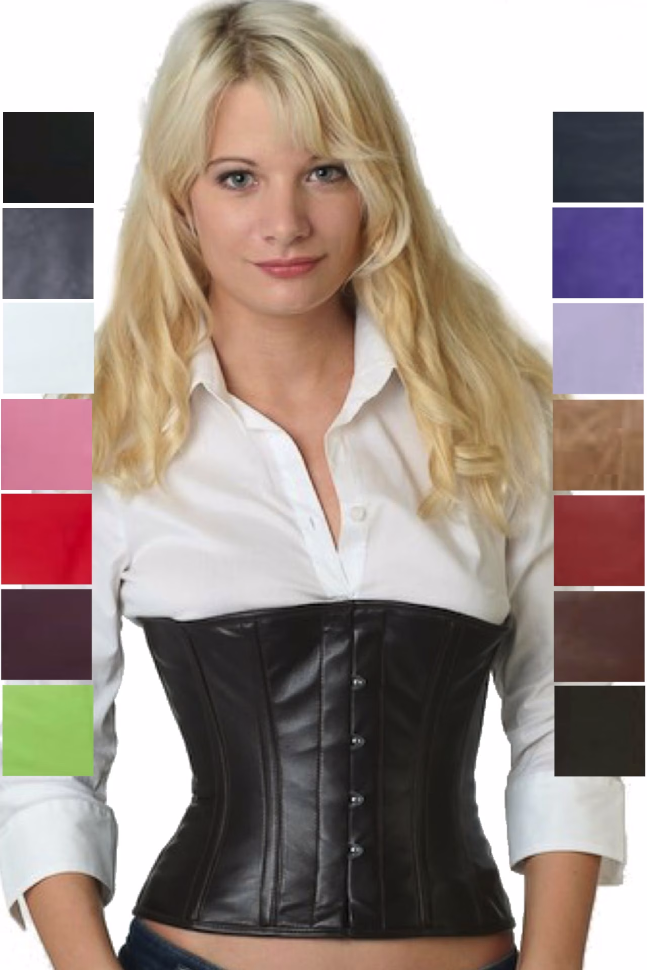 Korsett Corsage Braun Dunkelbraun Leder Taille lw25