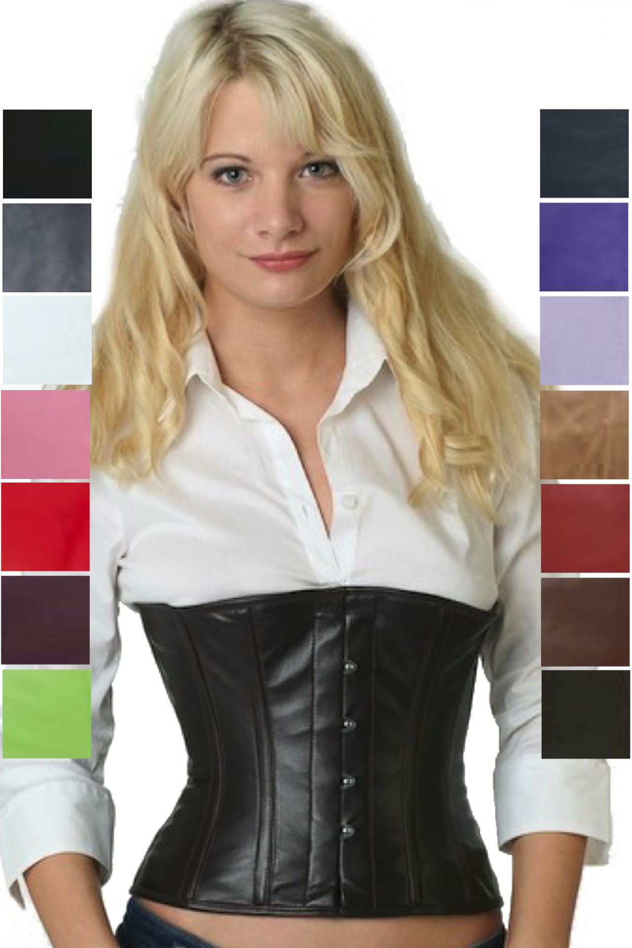 Corse marrón oscuro cuero reductores corset lw25