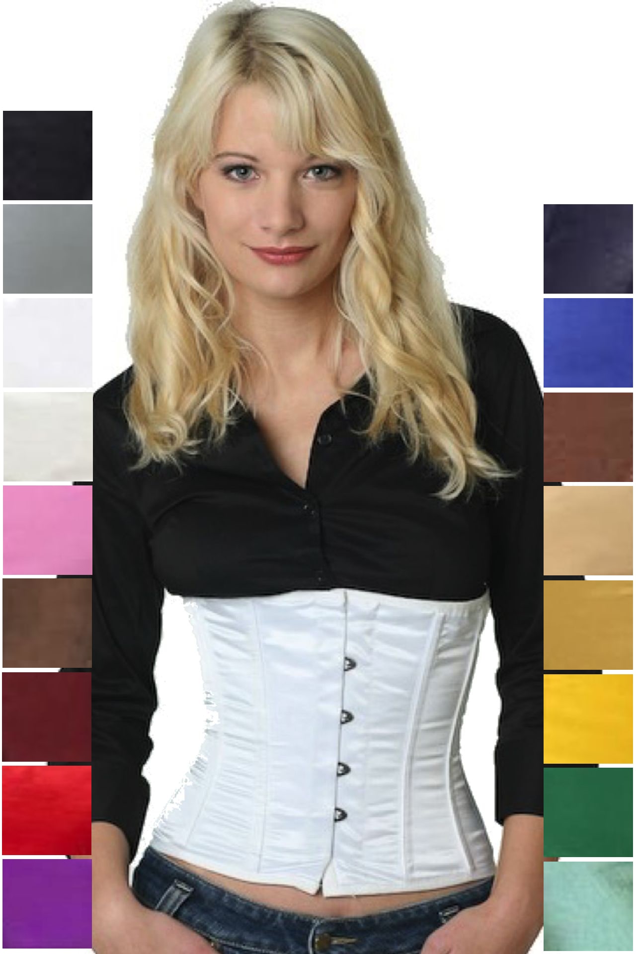 Corset white satin taille sw02