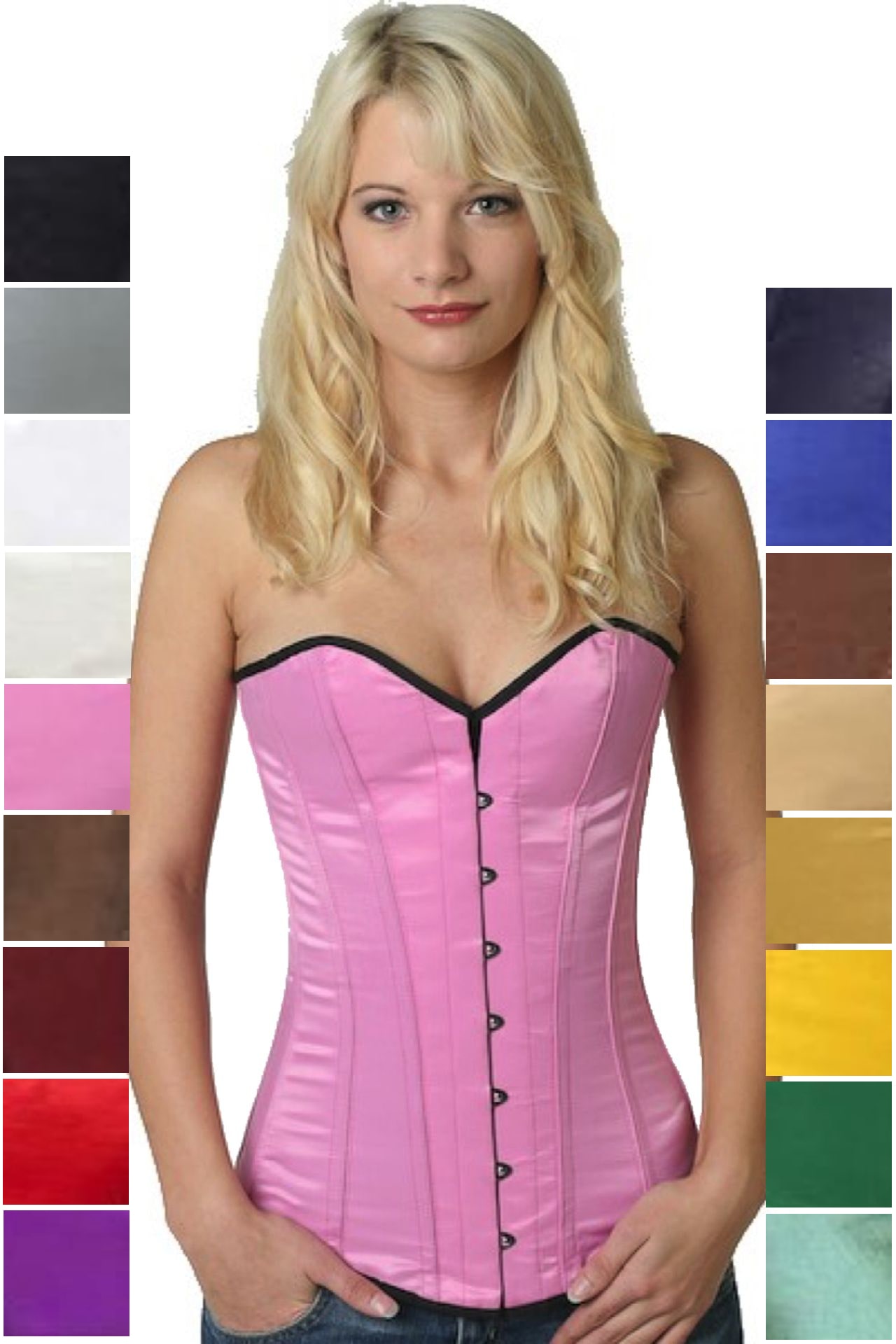 Korsett Corsage Satin Pink Rosa Vollbrust sy03