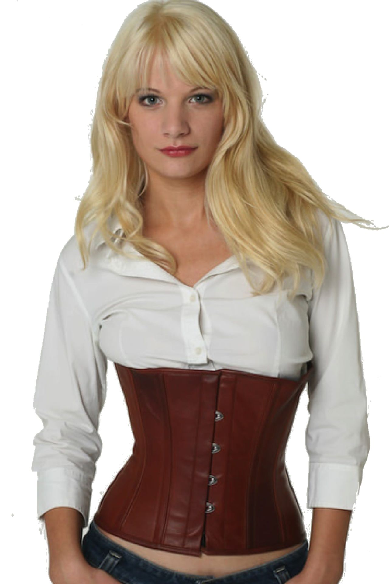Corset light brown leather taille lw27