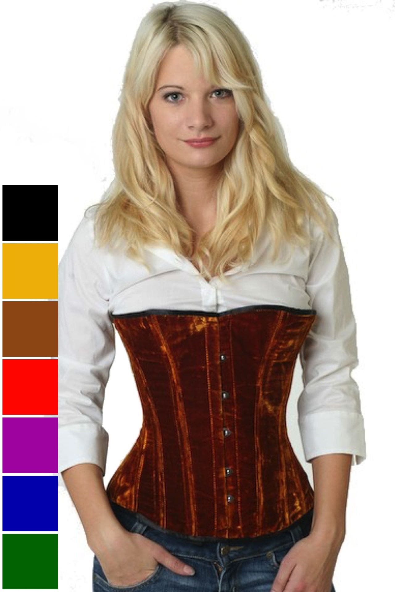 Corset gold velvet half bust vh64