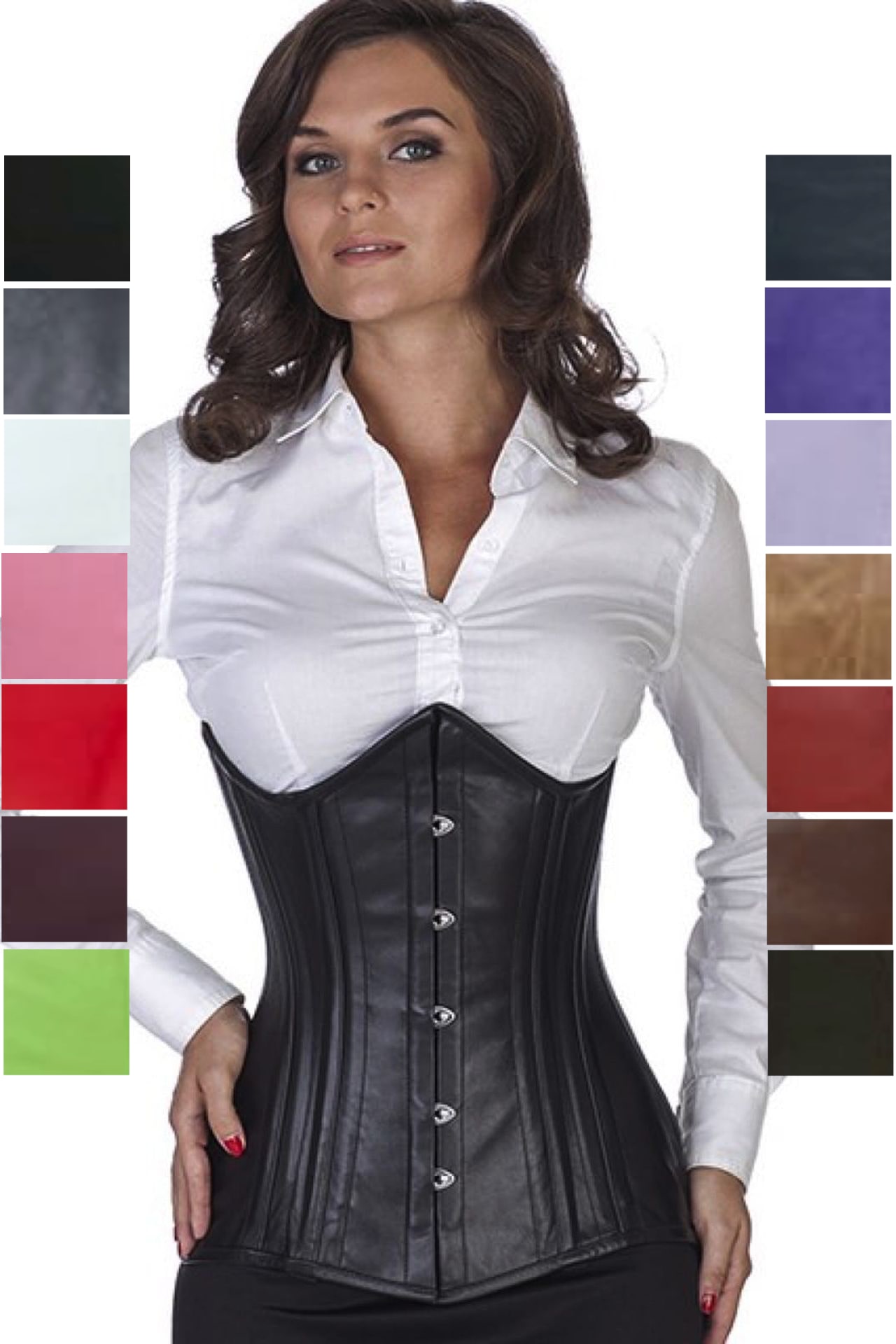 Corset noir cuir amincissant ln20