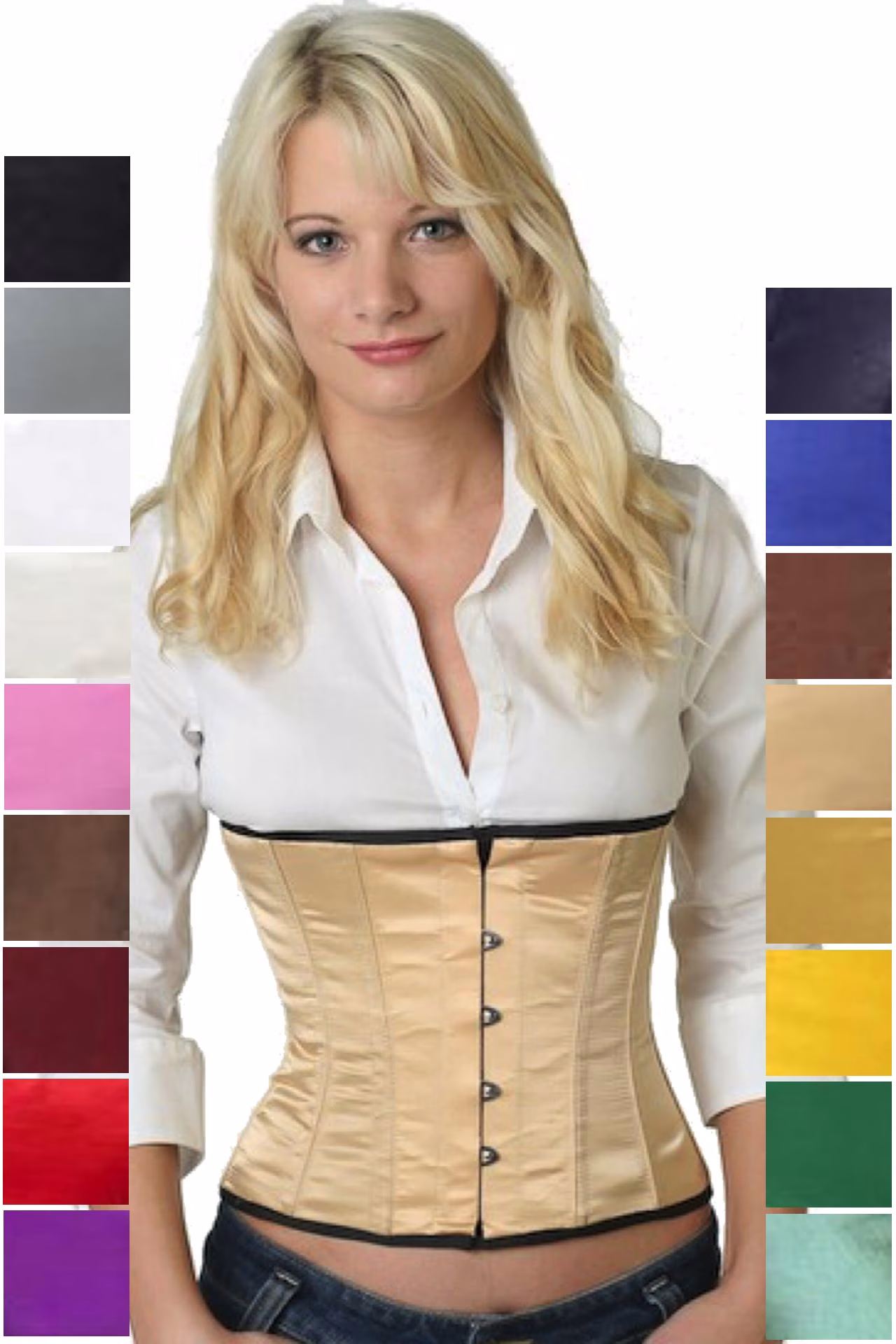 Korsett Corsage Beige Satin Taille sw11