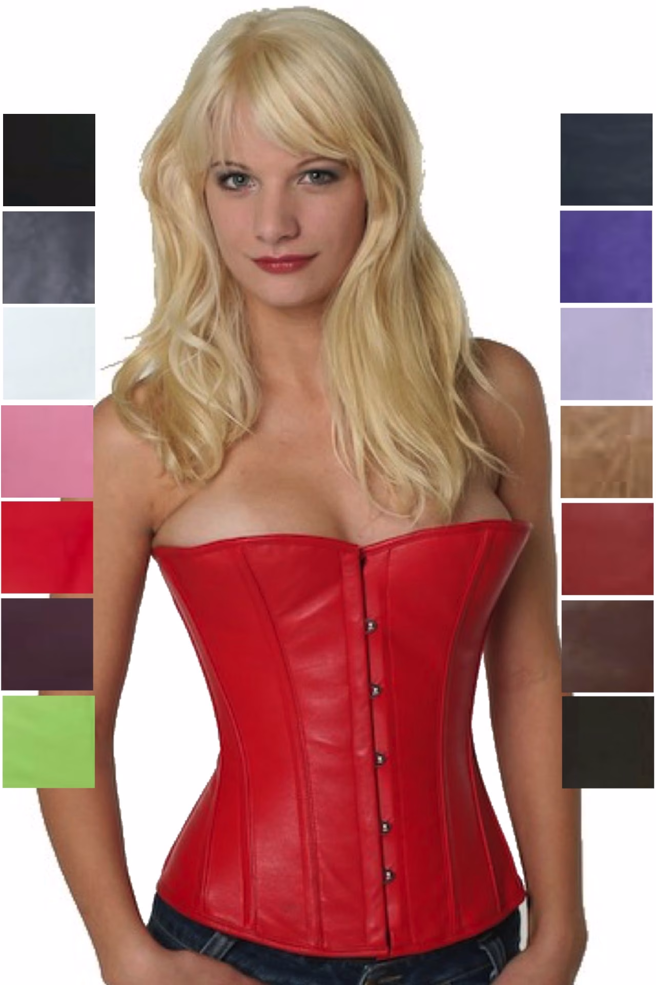 Korsett Corsage Rot Leder Halbbrust lh23
