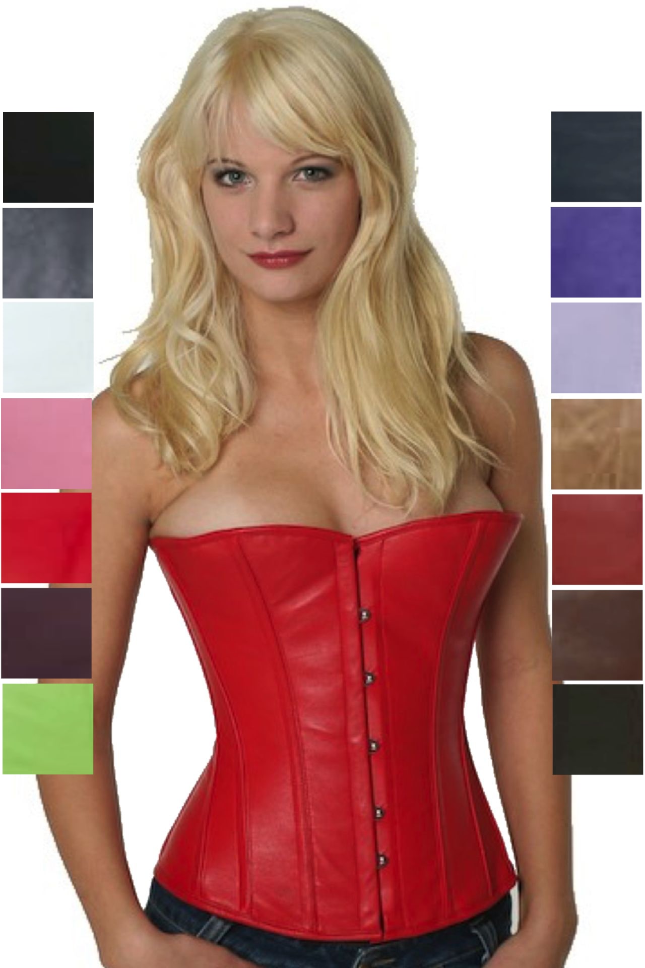Corsetto rosso pelle a mezzo seno lh23 Corsetto rosso pelle a mezzo seno lh23