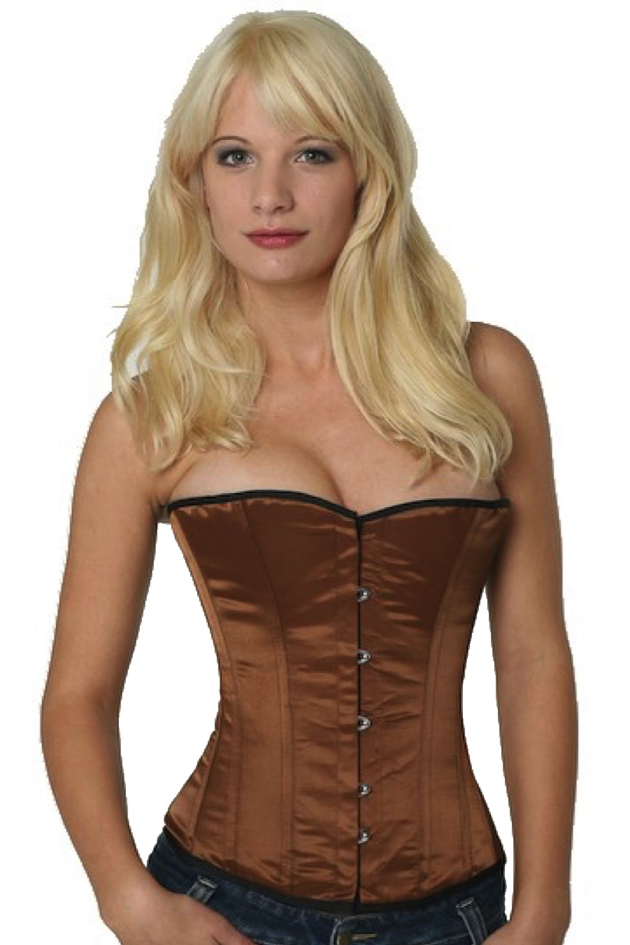 Korset Satin brun Halvbryst Korset Satin brun Halvbryst