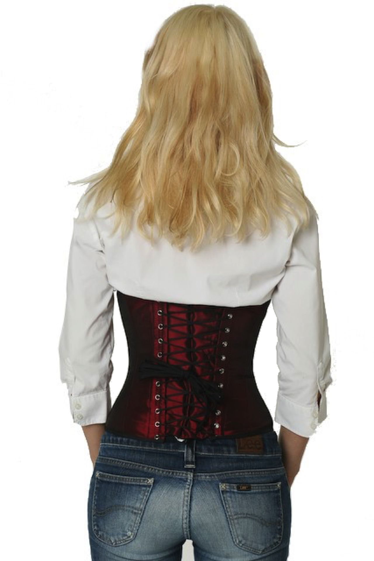 Satijn corset bordeaux rood taille Korset sw05