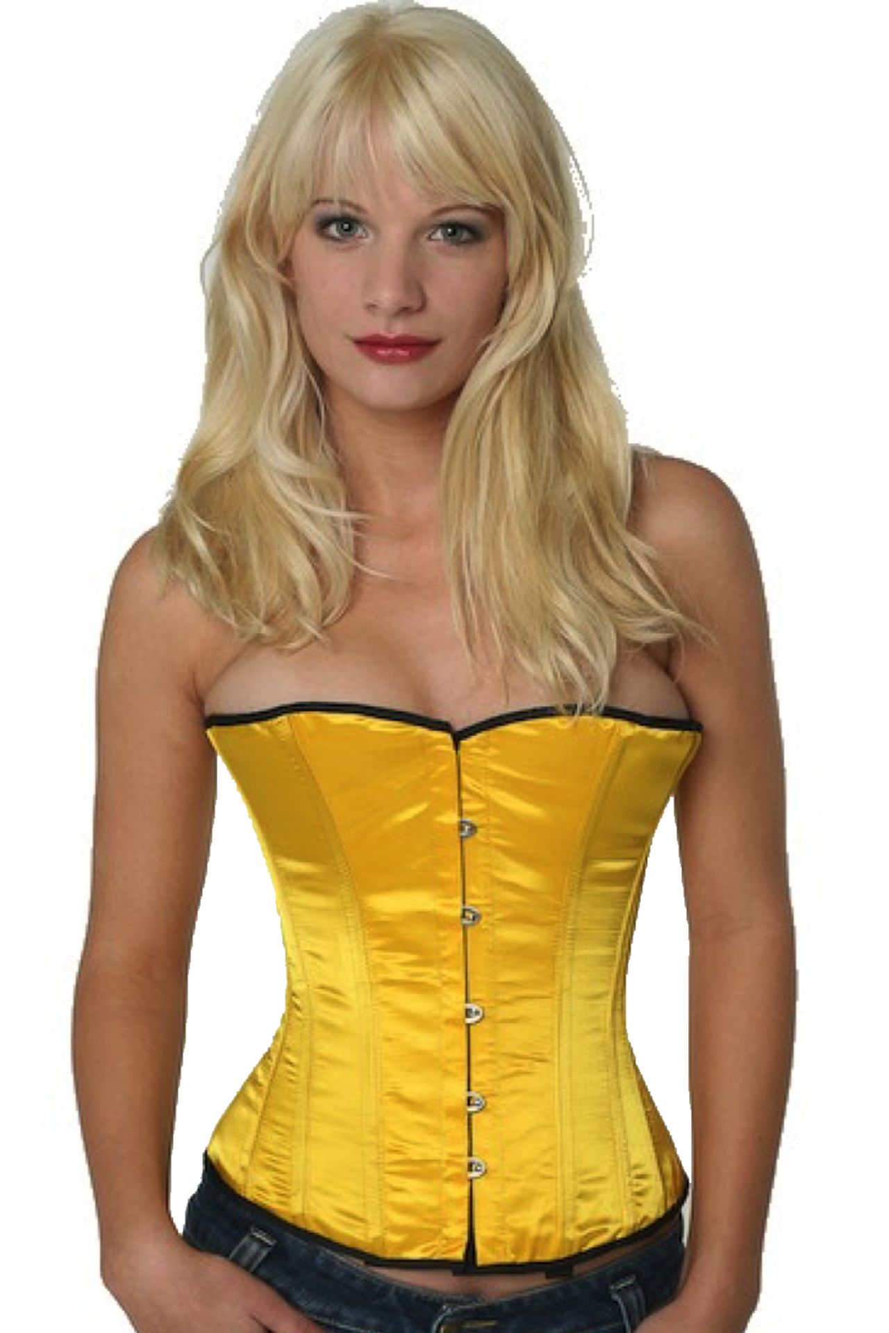 Satijn corset geel halfborst Korset sh13