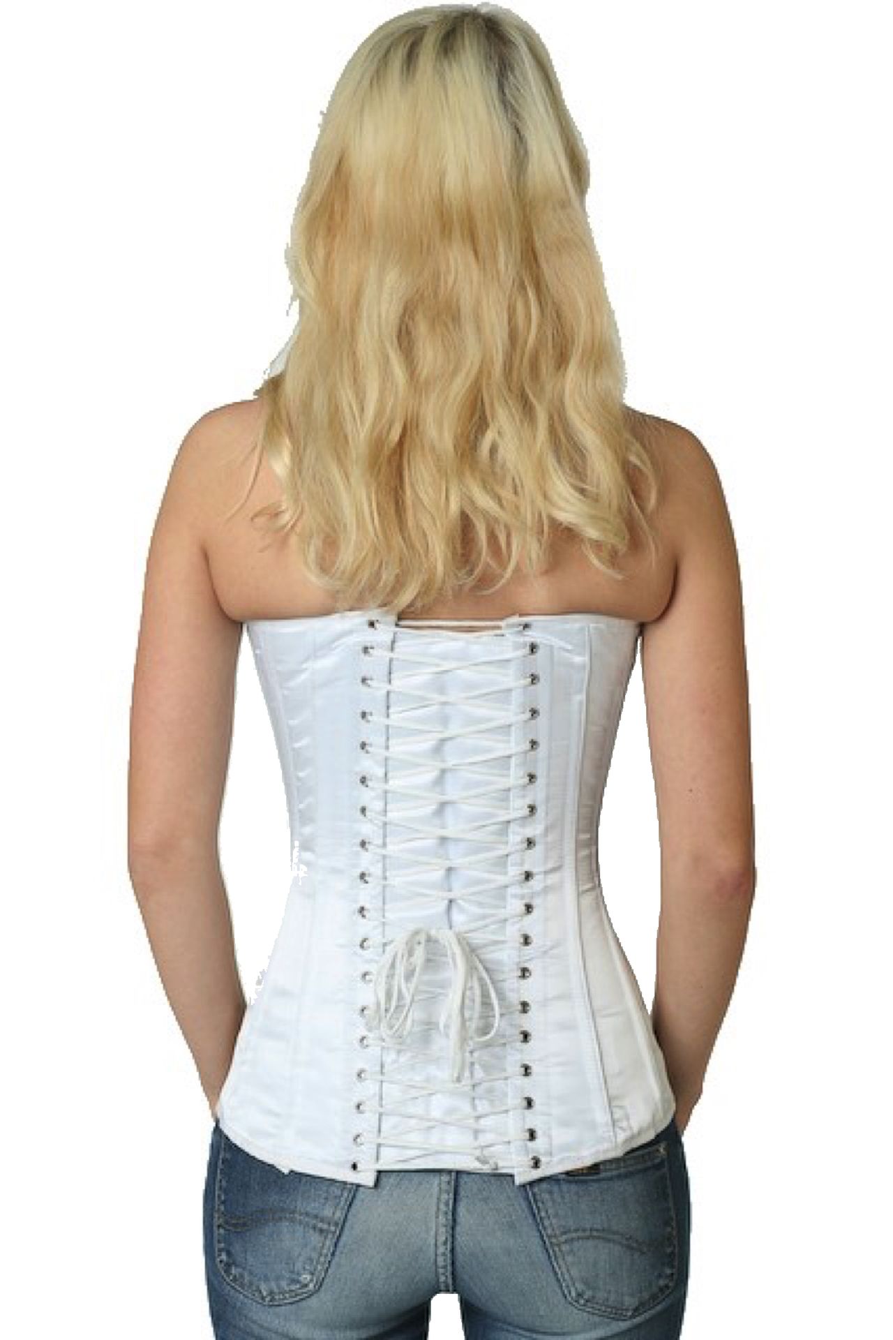 Satijn corset wit volborst Korset sy02