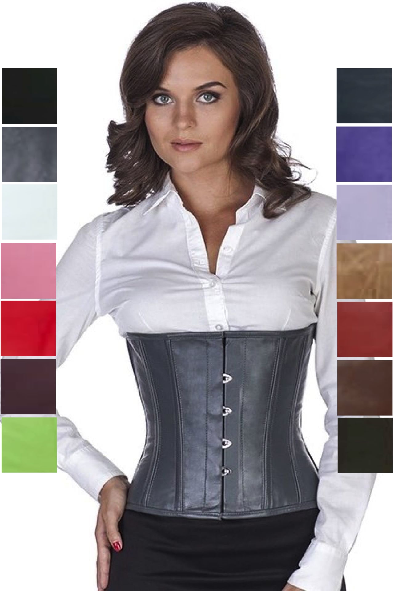 Corset grey leather taille lw34