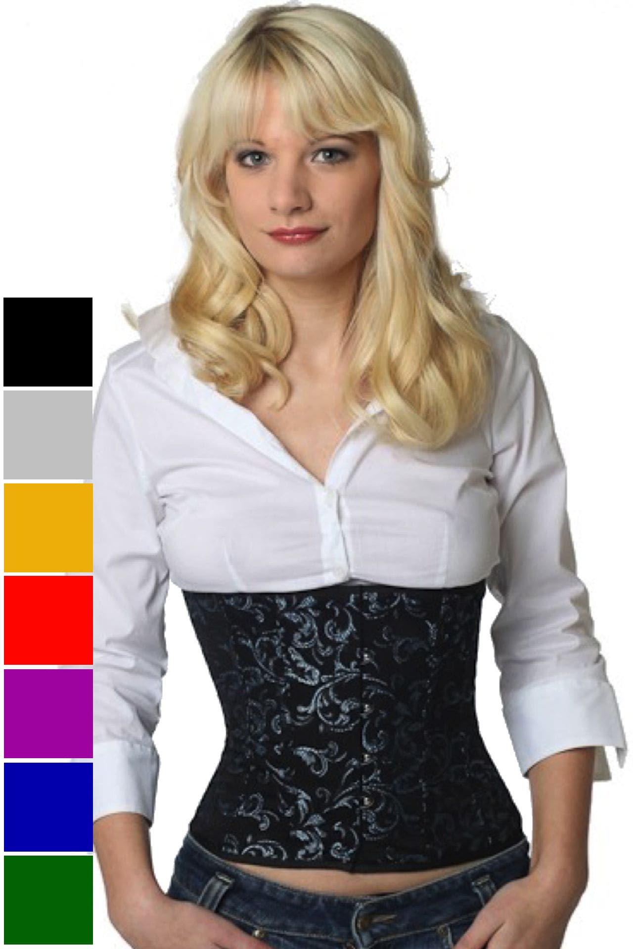 Corse azul brocado reductores corset rw82