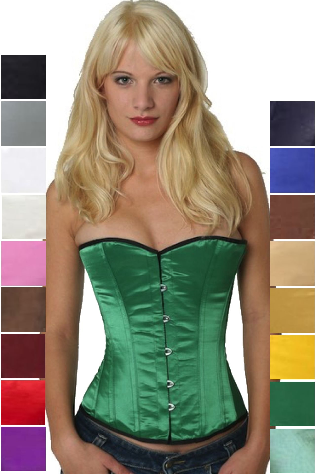 Korsett Corsage Grün Satin Halbbrust sh14 Korsett Corsage Grün Satin Halbbrust sh14