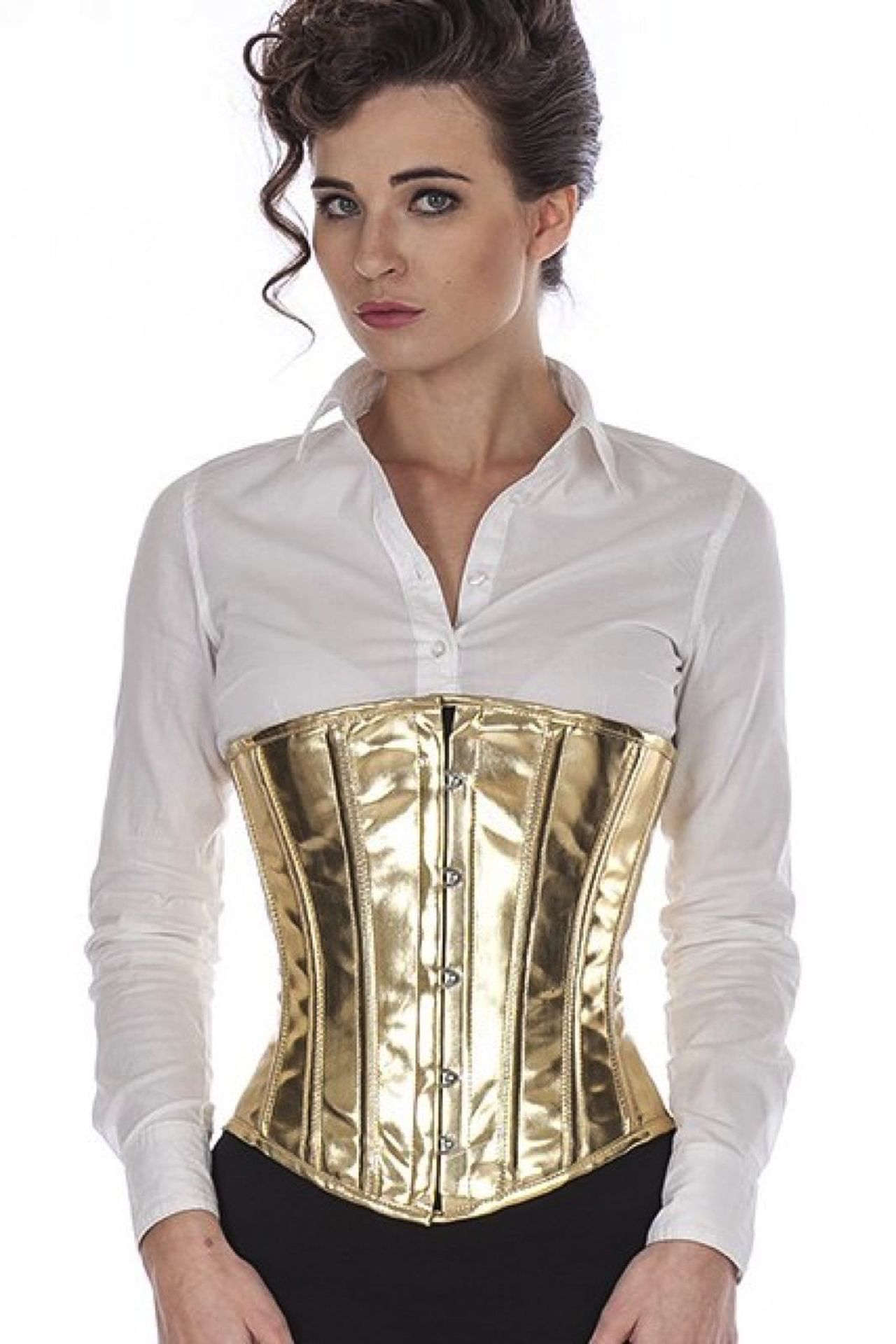 Vinyl korset gouden glitter onderbuste Vinyl korset gouden glitter onderbuste