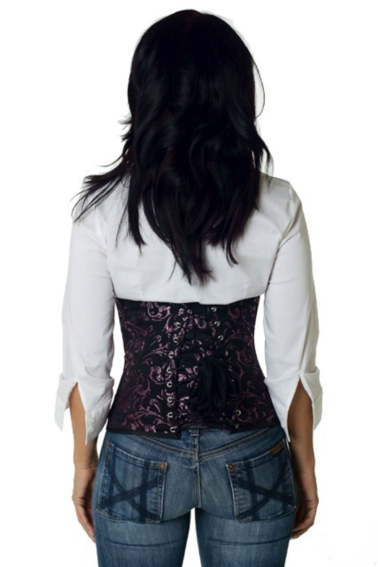 Brokaat korset roze taille cincher Brokaat korset roze taille cincher