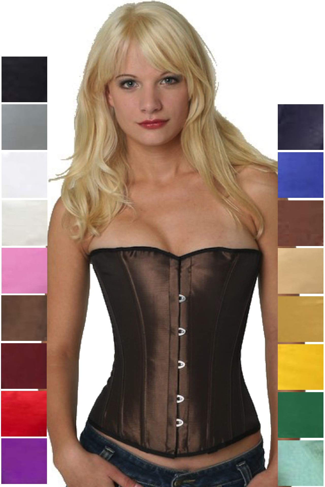 Corsage Korsett Satin Braun Tea Halbbrust sh04 Corsage Korsett Satin Braun Tea Halbbrust sh04