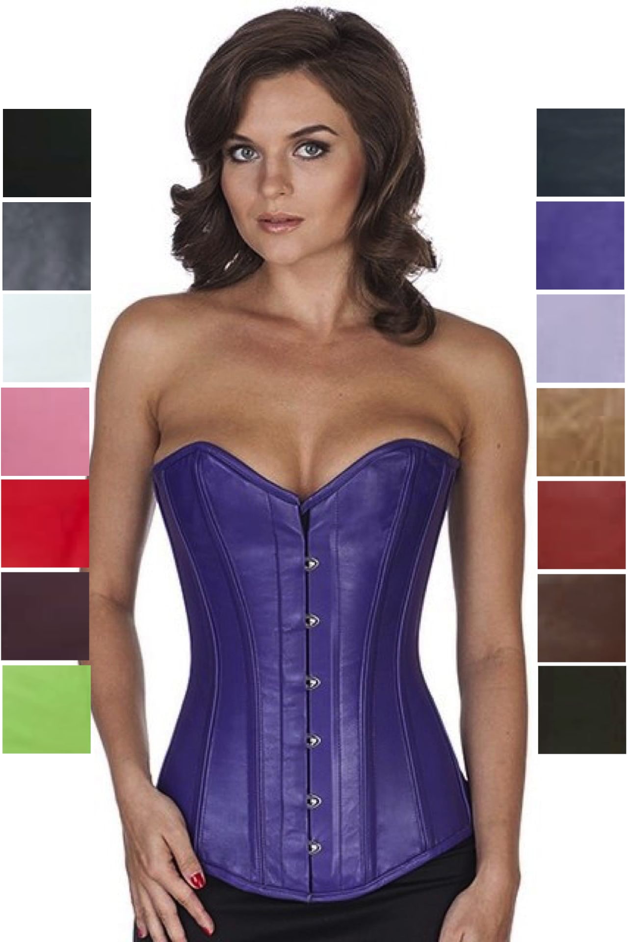 Korsett Corsage Leder Violett Lila Vollbrust ly32