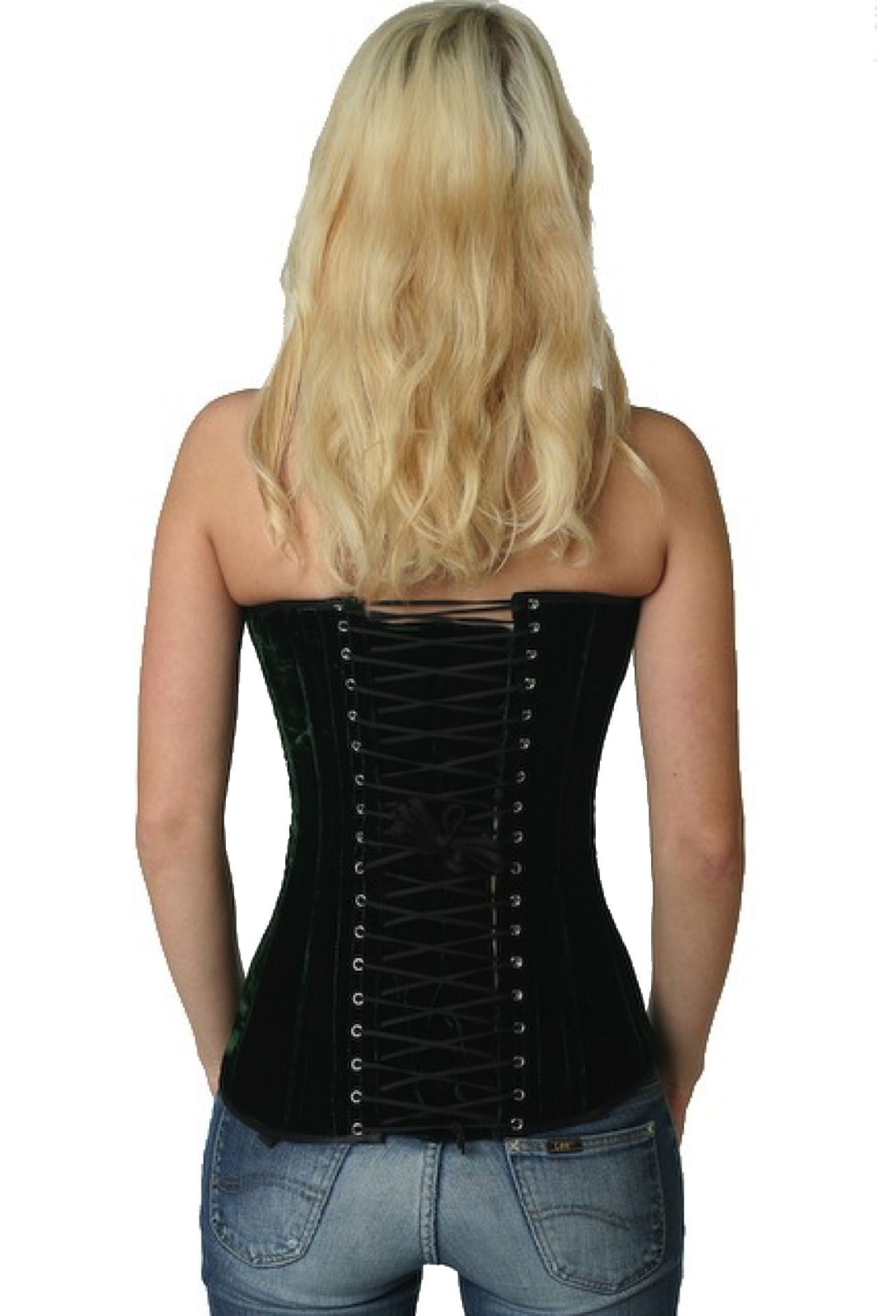 Corsetto verde velluto overbust vy63