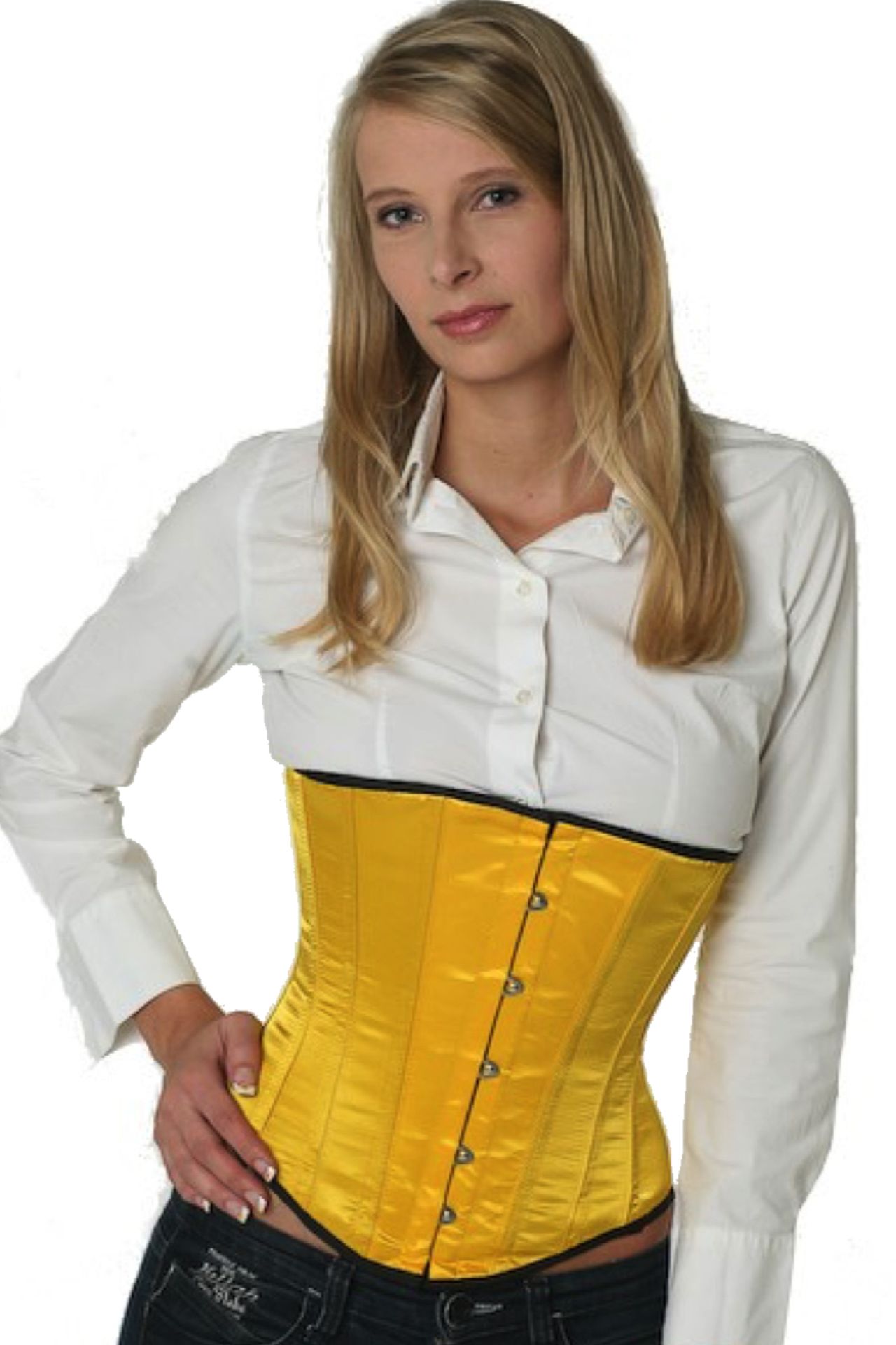 Korsett gelb Satin Unterbrust Korsett gelb Satin Unterbrust